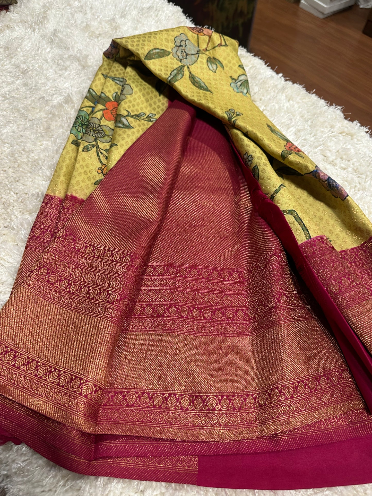 Pure digital print Kanjivaram silk sarees