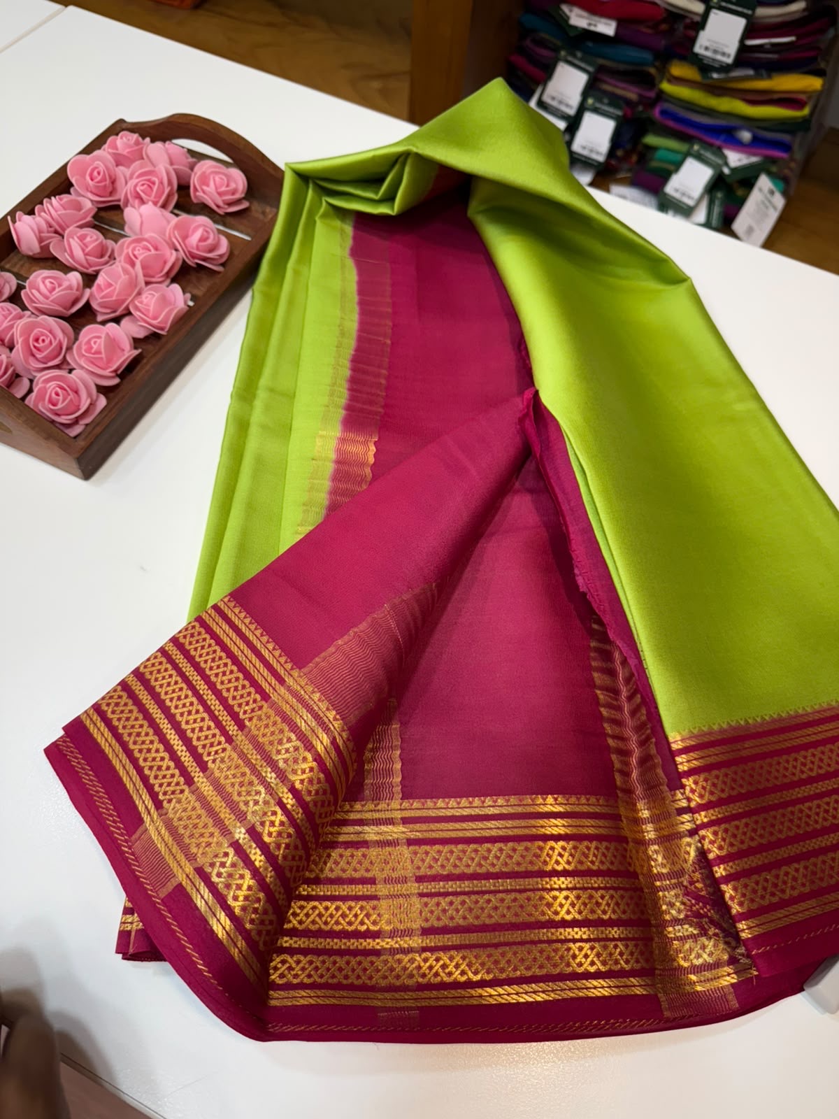 Mysore silk sarees light weight pattern