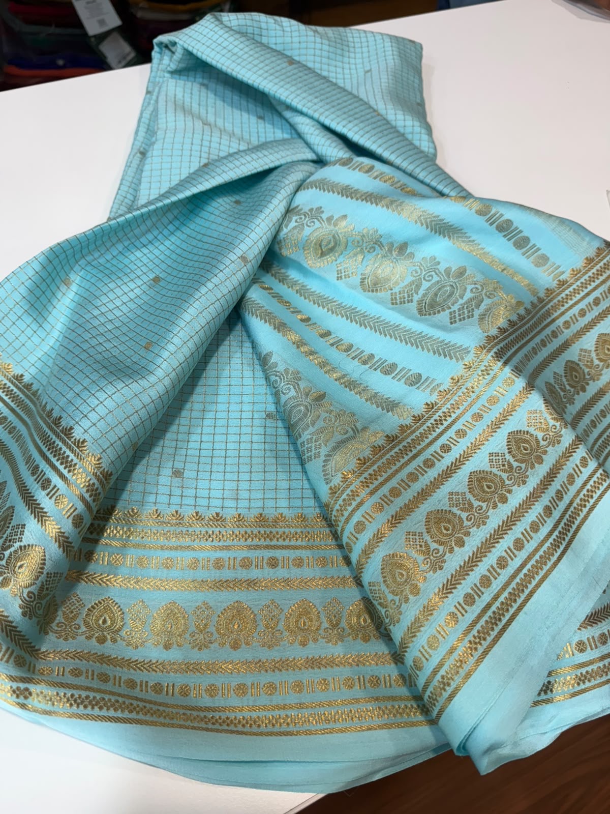 Mysore silk sarees checks pattern