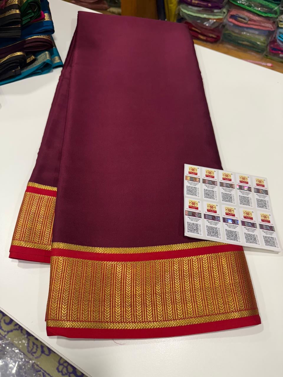 Mysore silk saree contrast border