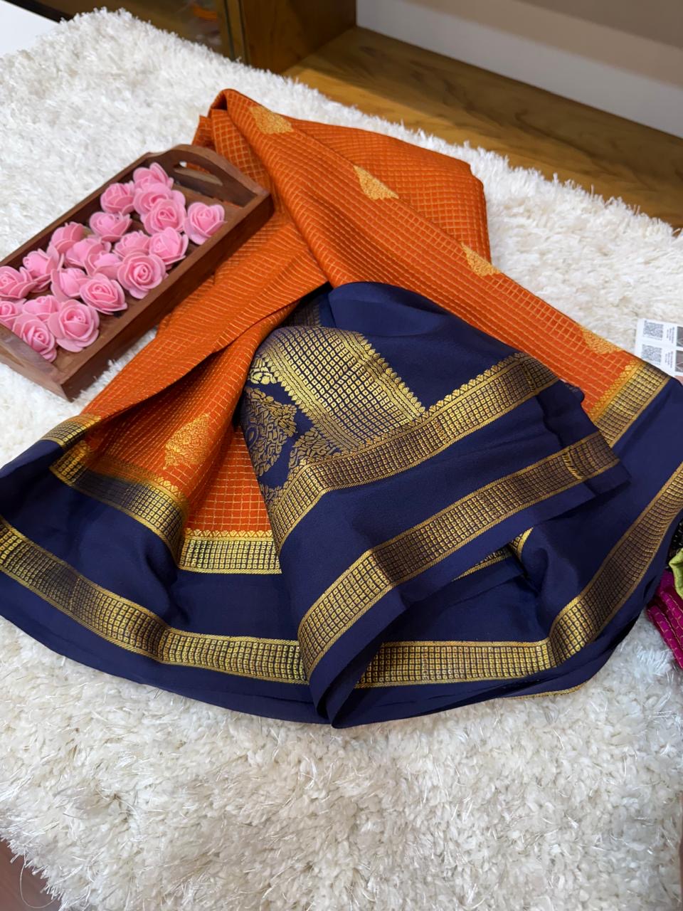 Mysore silk sarees checks pattern