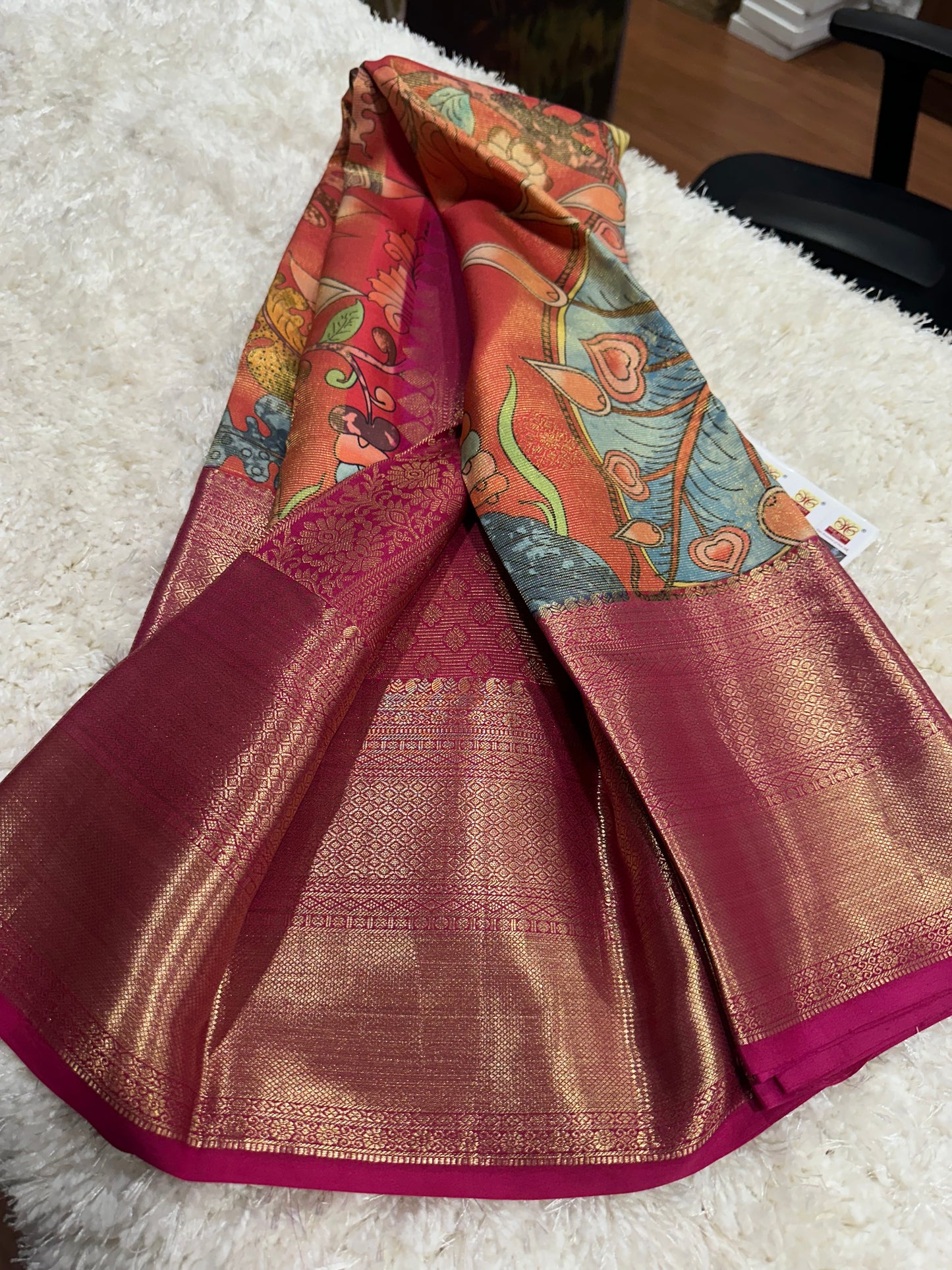 Pure digital print Kanjivaram silk sarees
