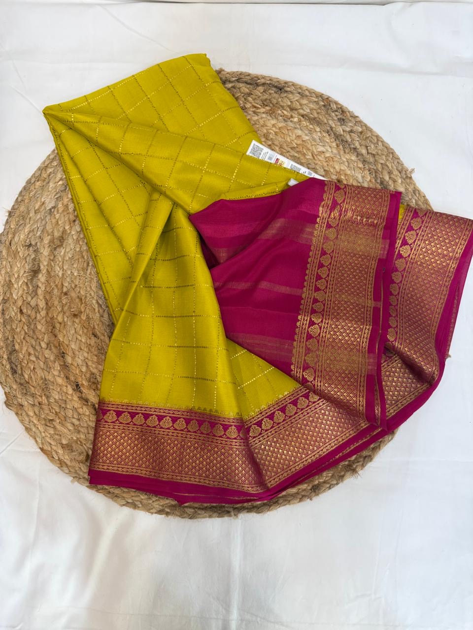 Mysore silk sarees contrast checks pattern