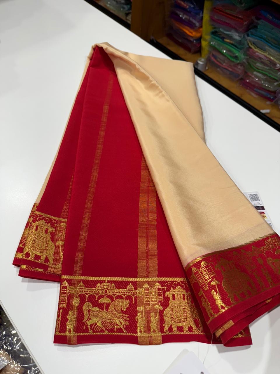 Mysore silk sarees golden lace pattern
