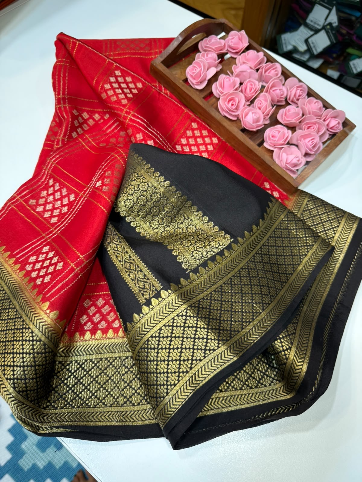 Mysore silk sarees checks pattern