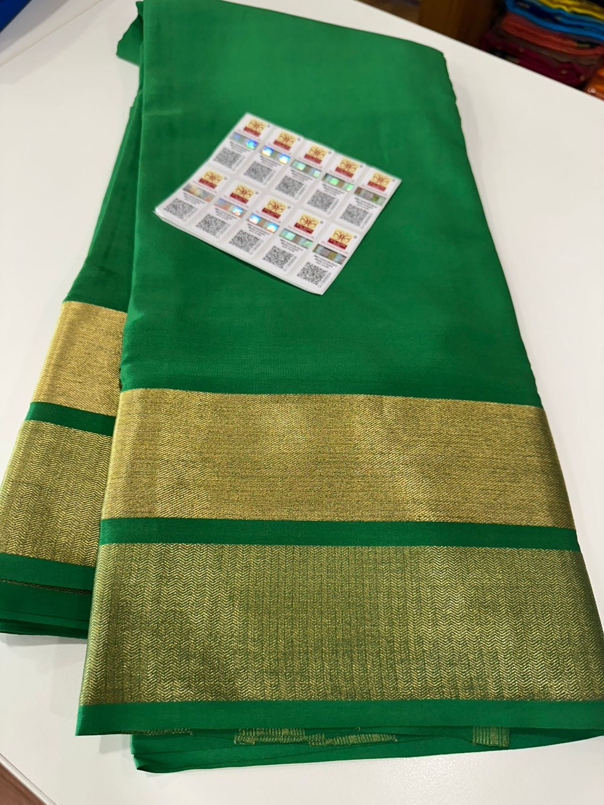 New big Bentex border mysore silk sarees with elegant self colors