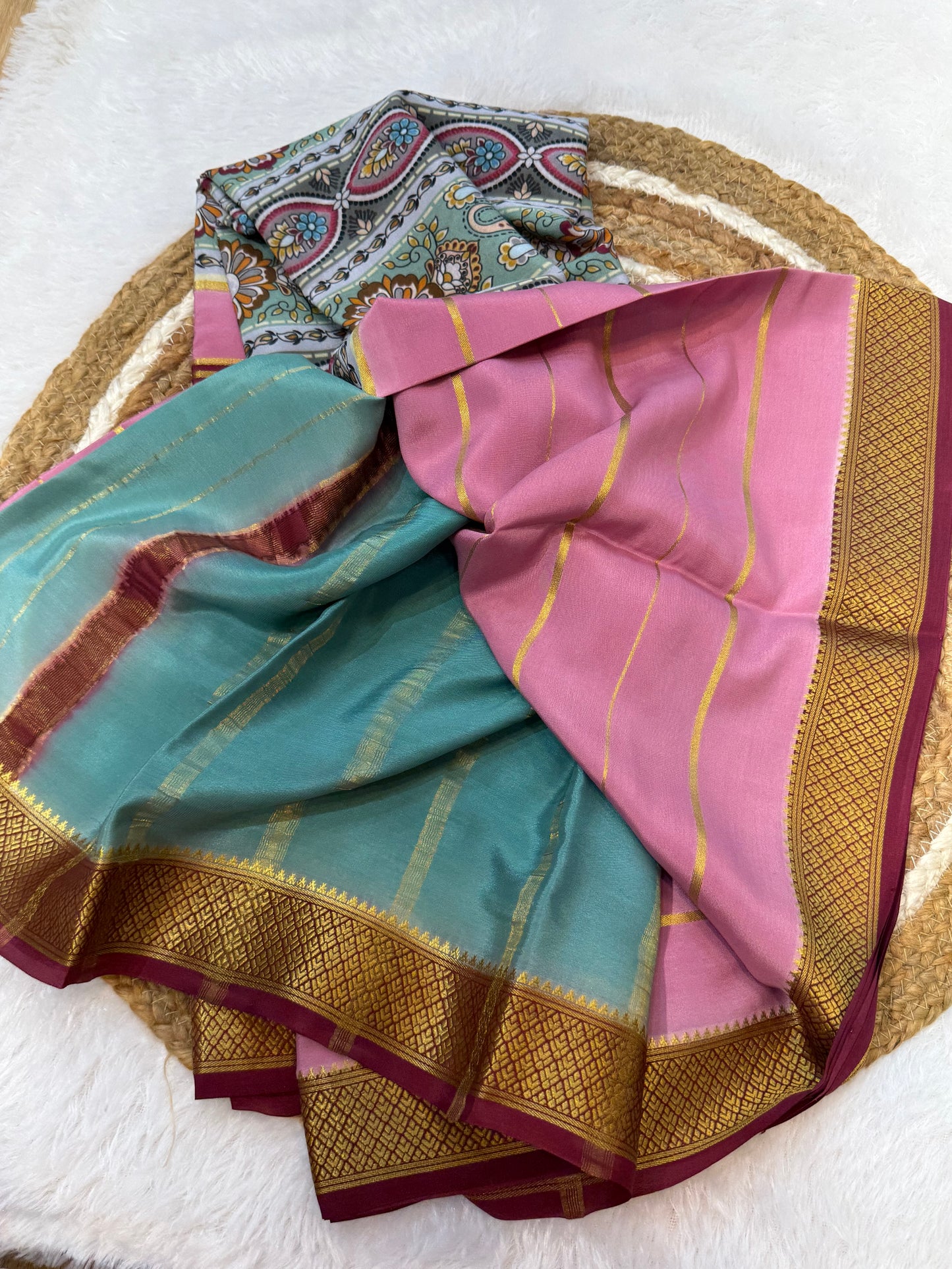 Printed Mysore silk saree