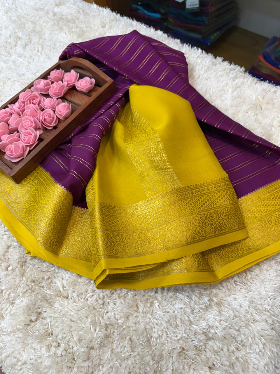 Mysore silk sarees contrast pattern