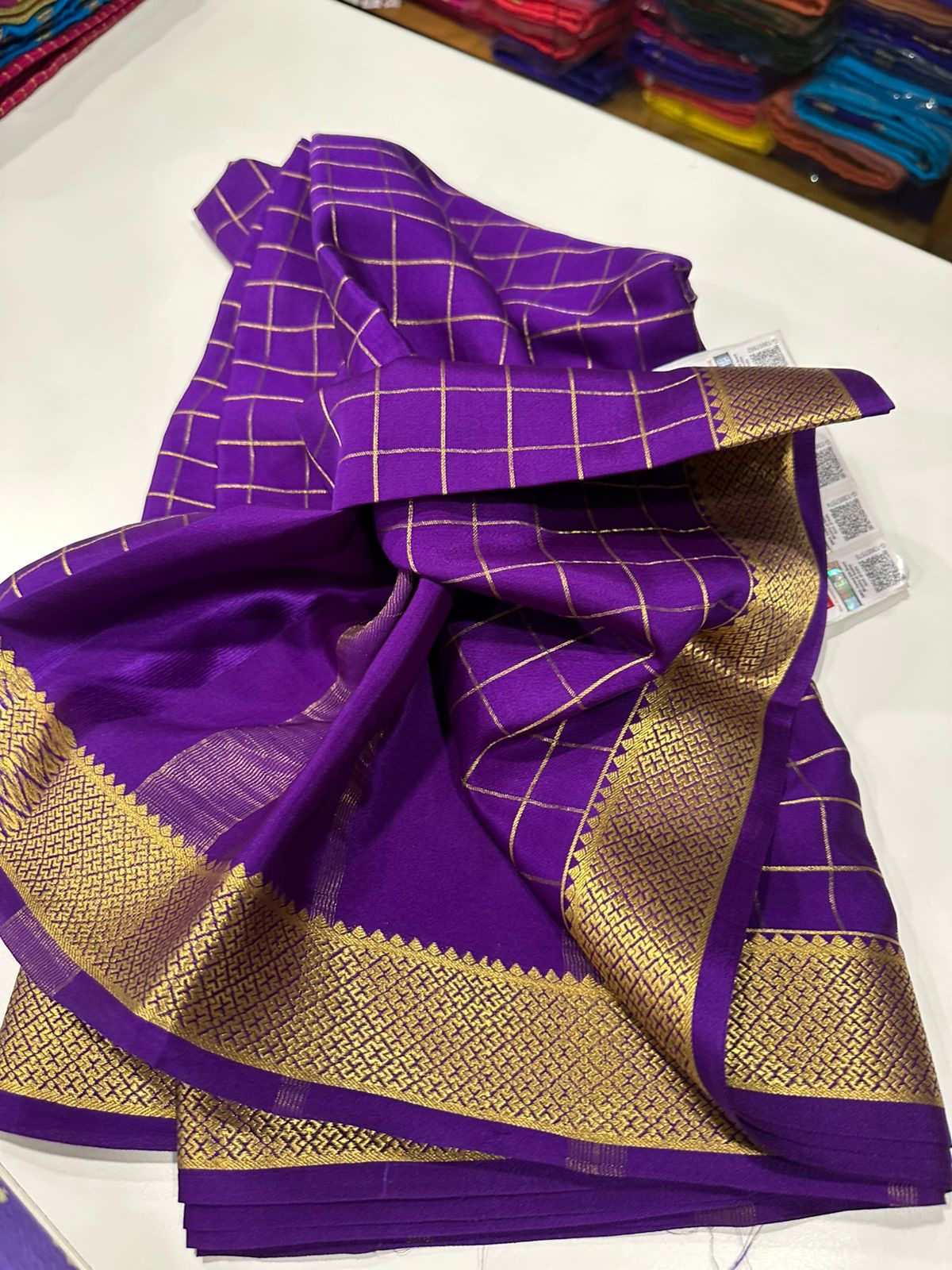 Checks pattern mysore silk sarees