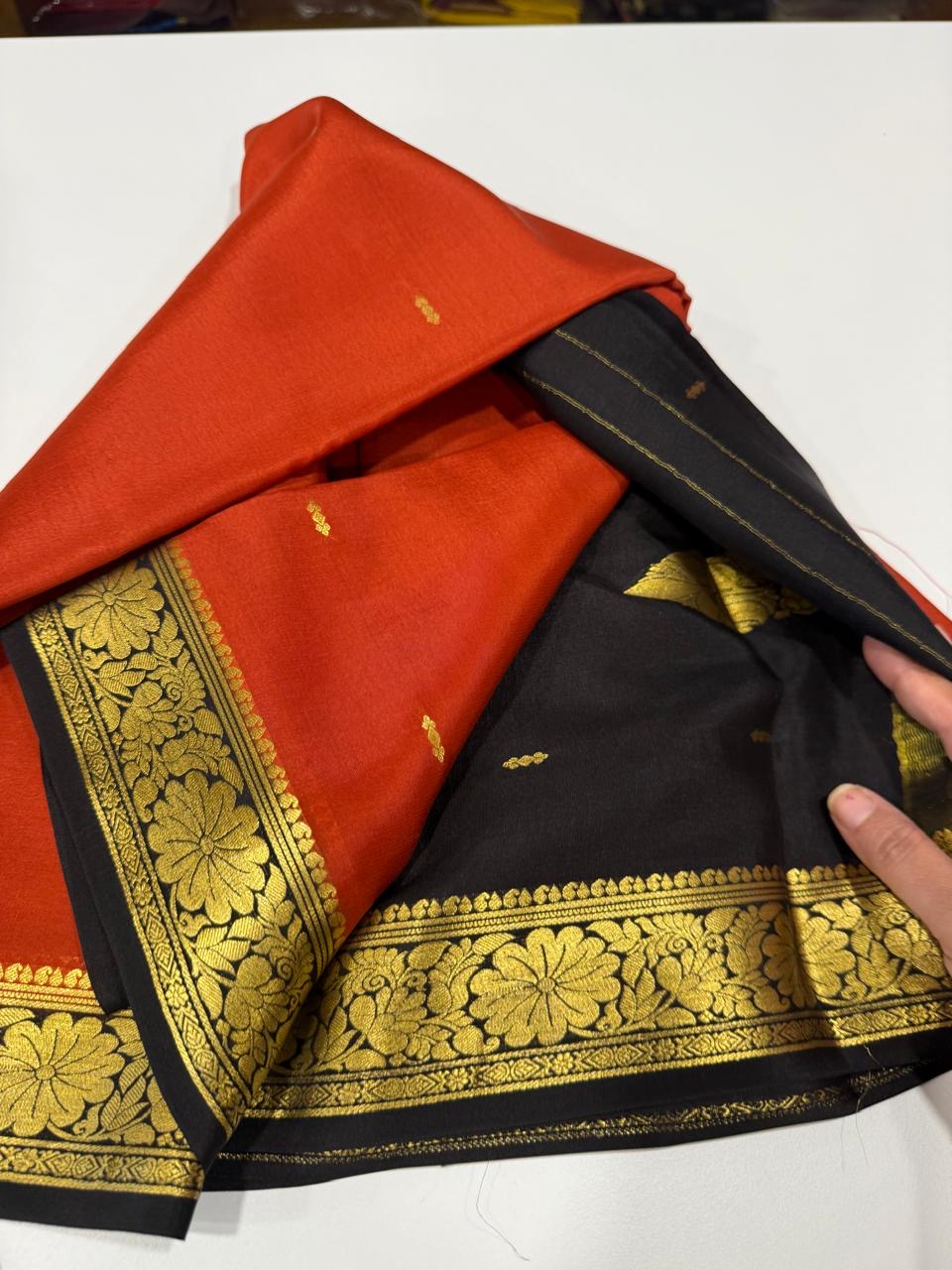 Mysore silk saree light weight pattern