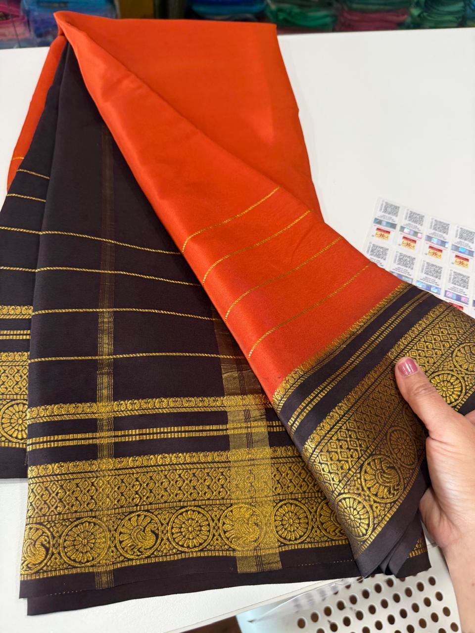 Mysore silk saree gold lace zari pattern