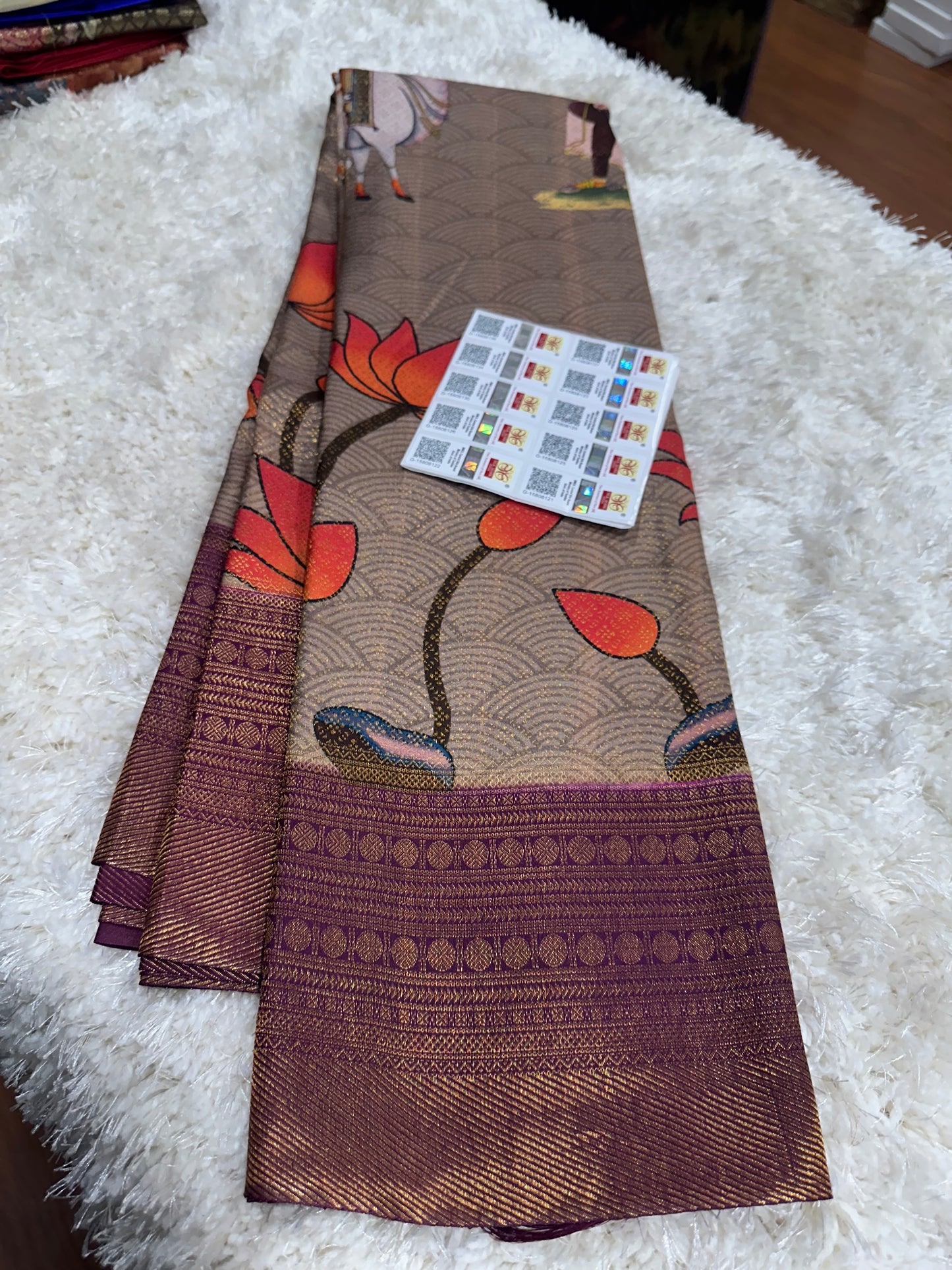 Pure digital print Kanjivaram silk sarees