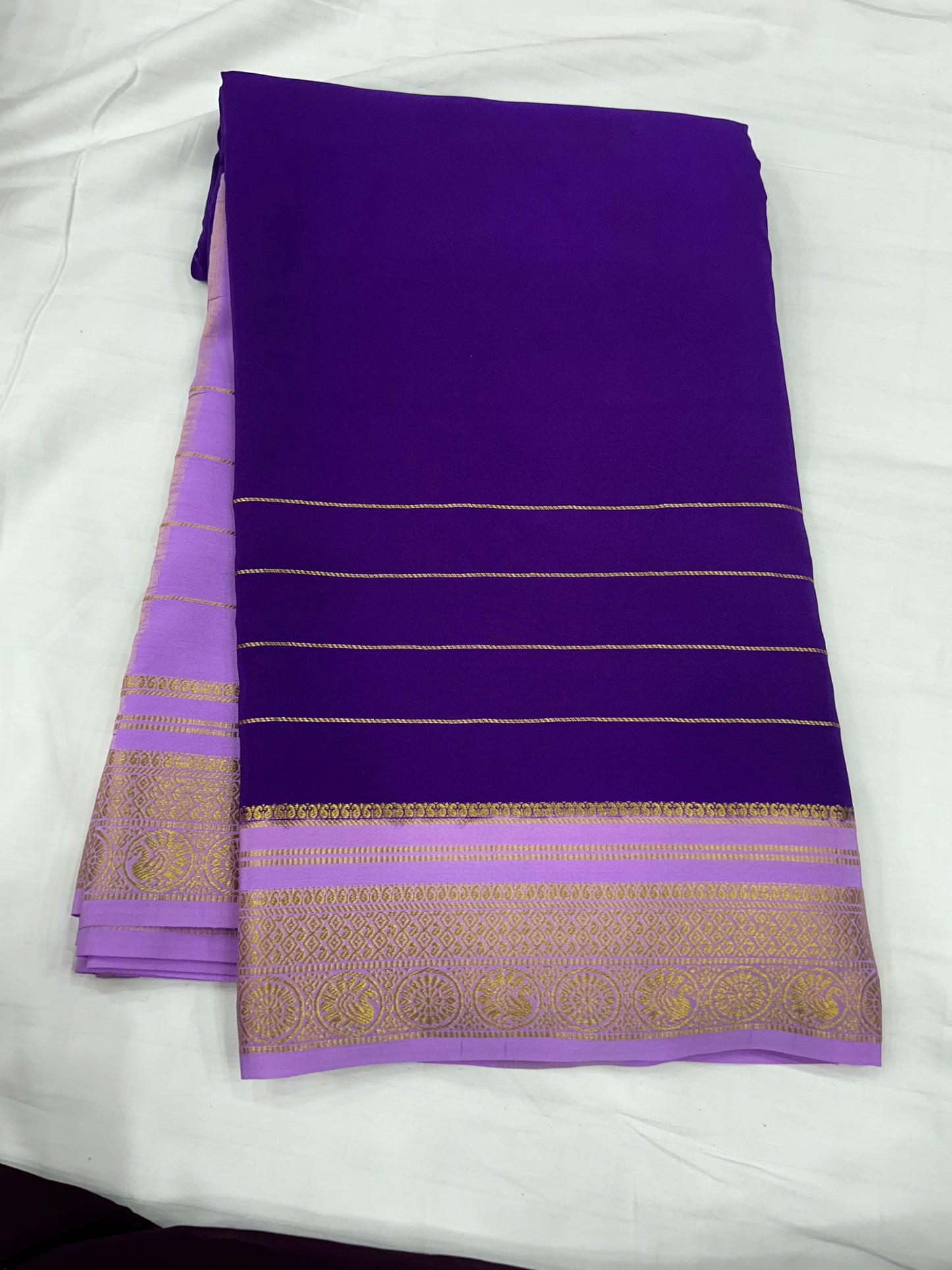 Gold lace Mysore silk saree