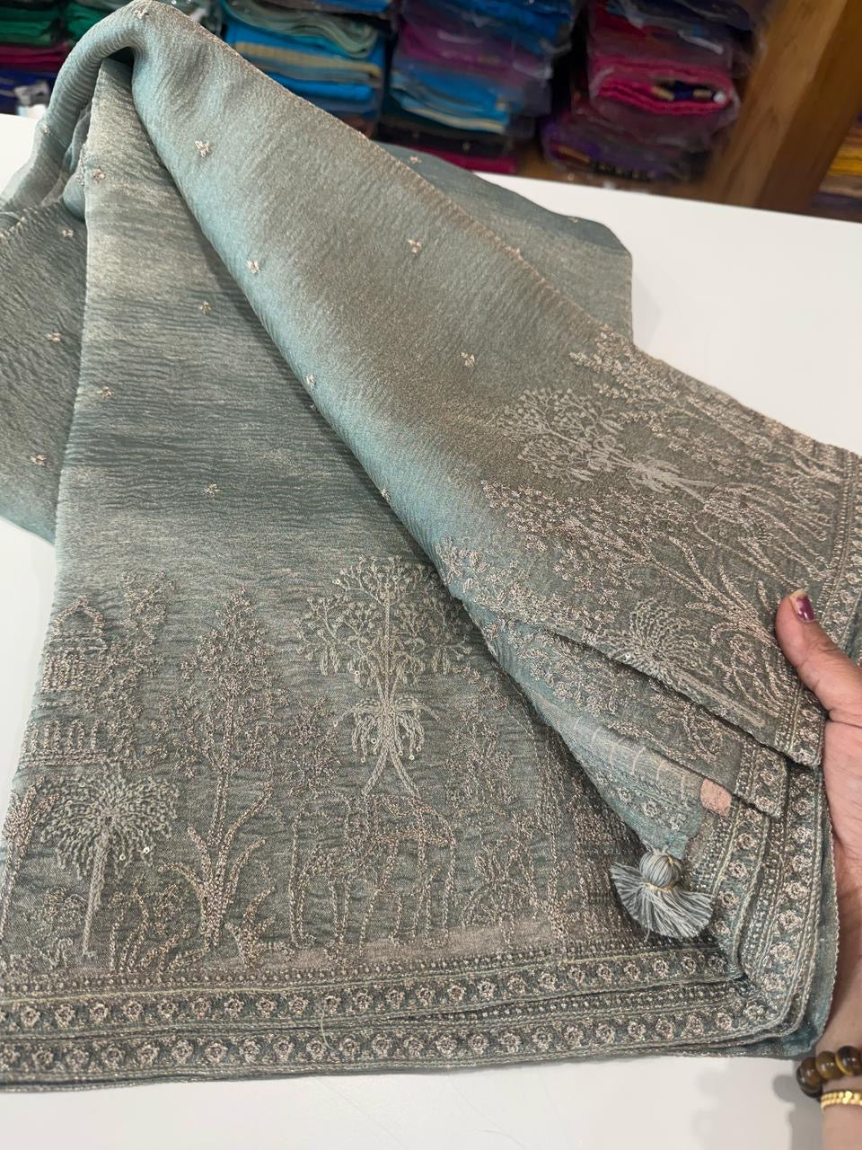 Pure tissue organza sarees
