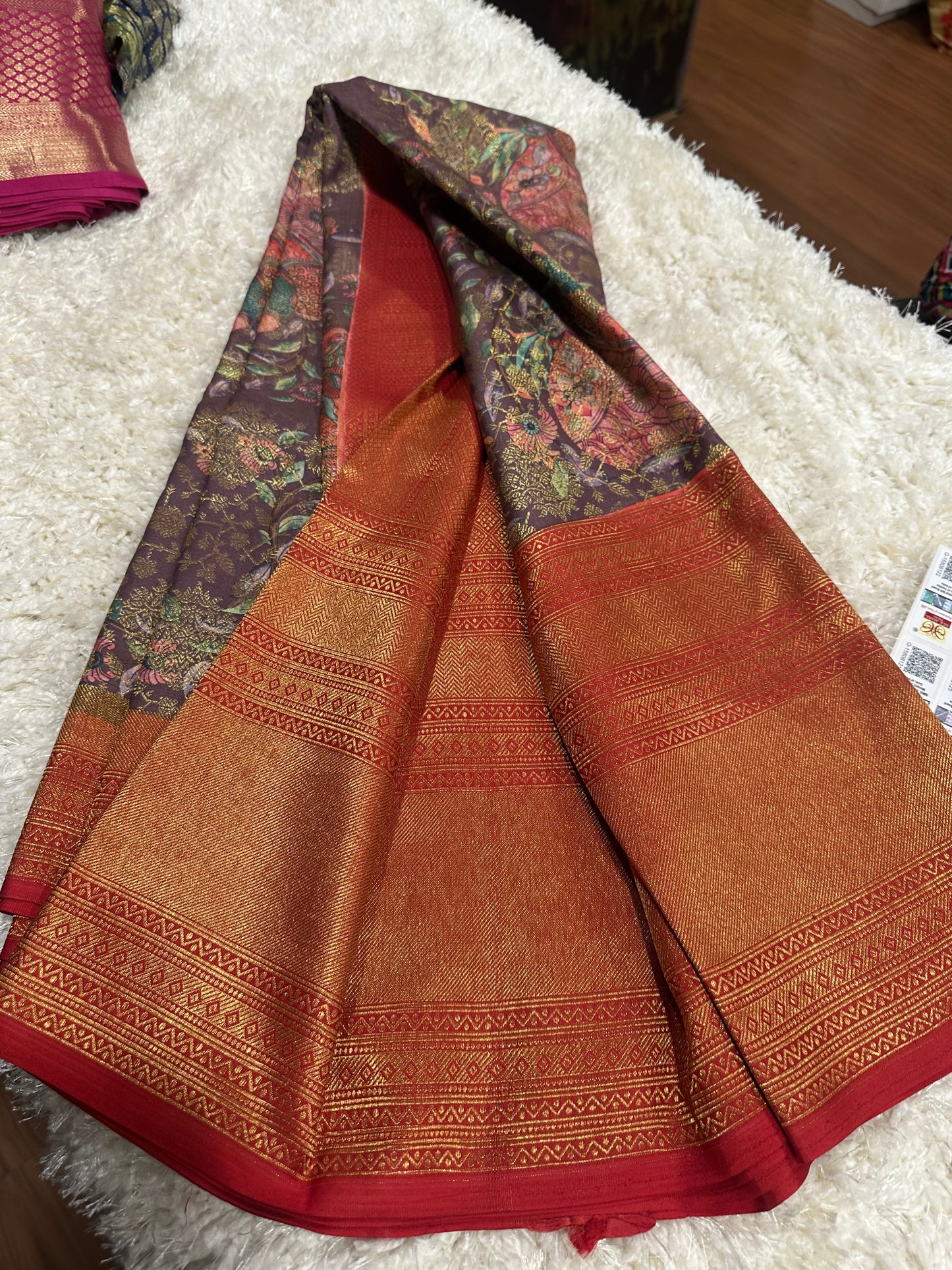 Pure digital print Kanjivaram silk sarees