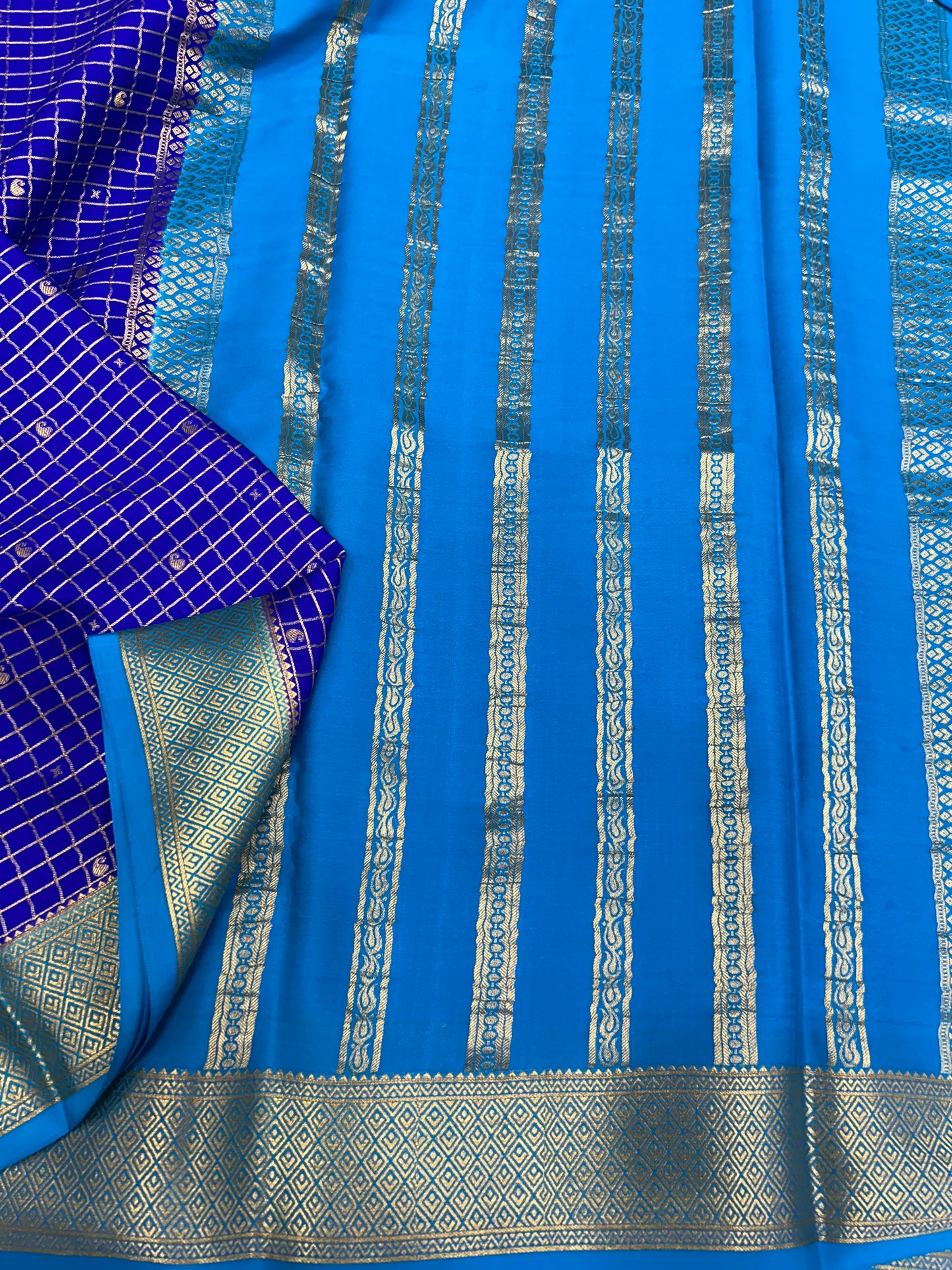 Contrast checks Mysore silk