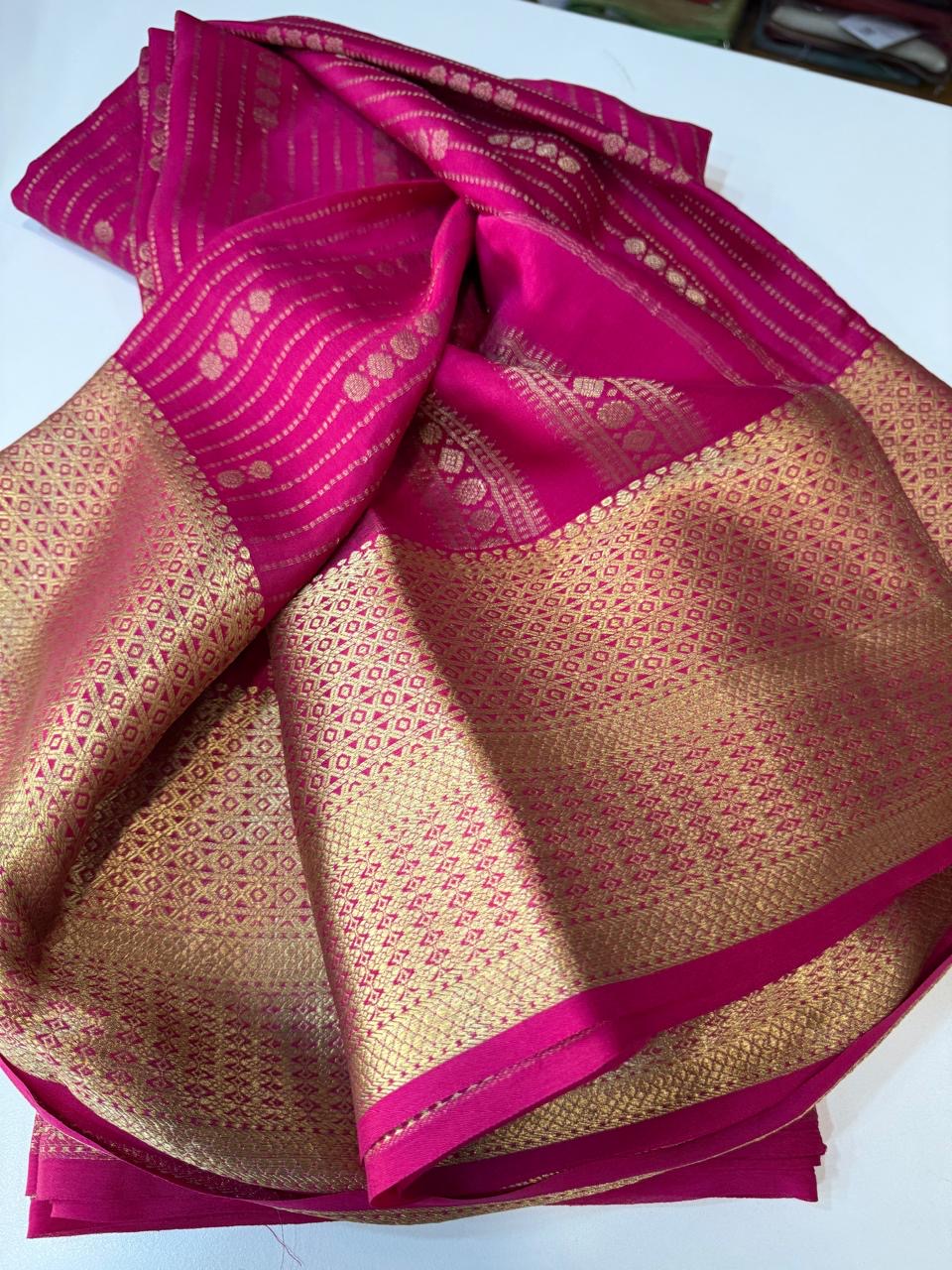 Mysore silk sarees self lines Butta pattern