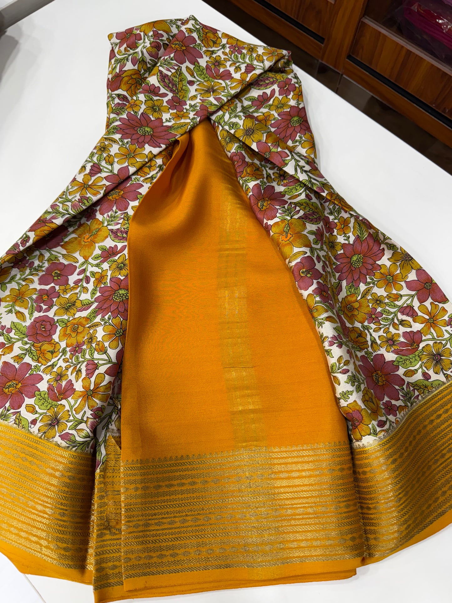 Printed Mysore silk saree