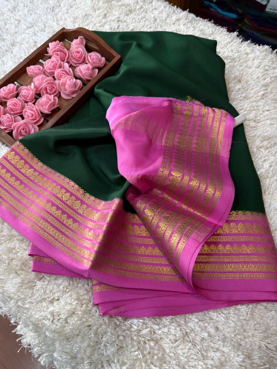 Mysore silk sarees contrast pattern