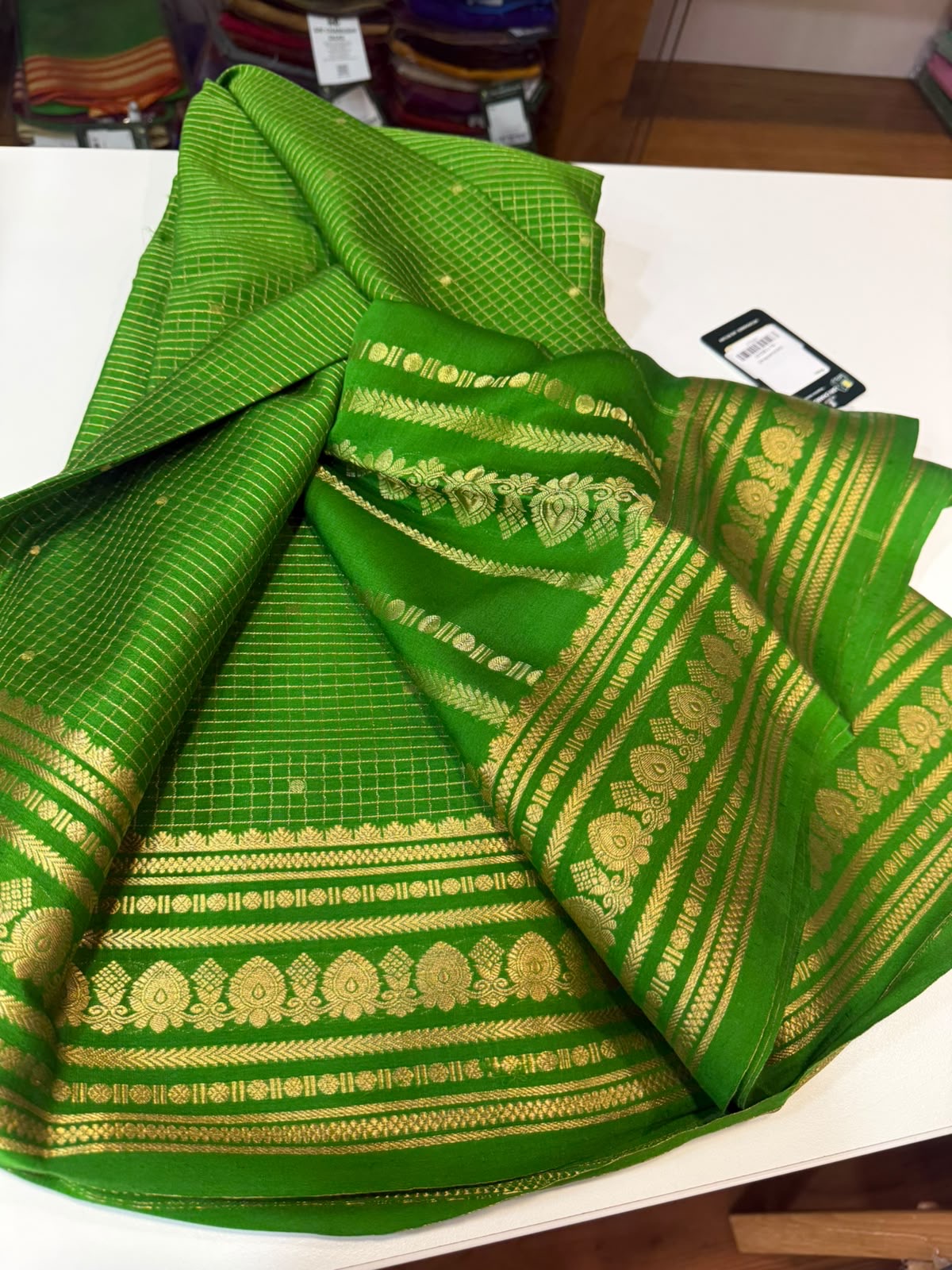 Mysore silk sarees checks pattern