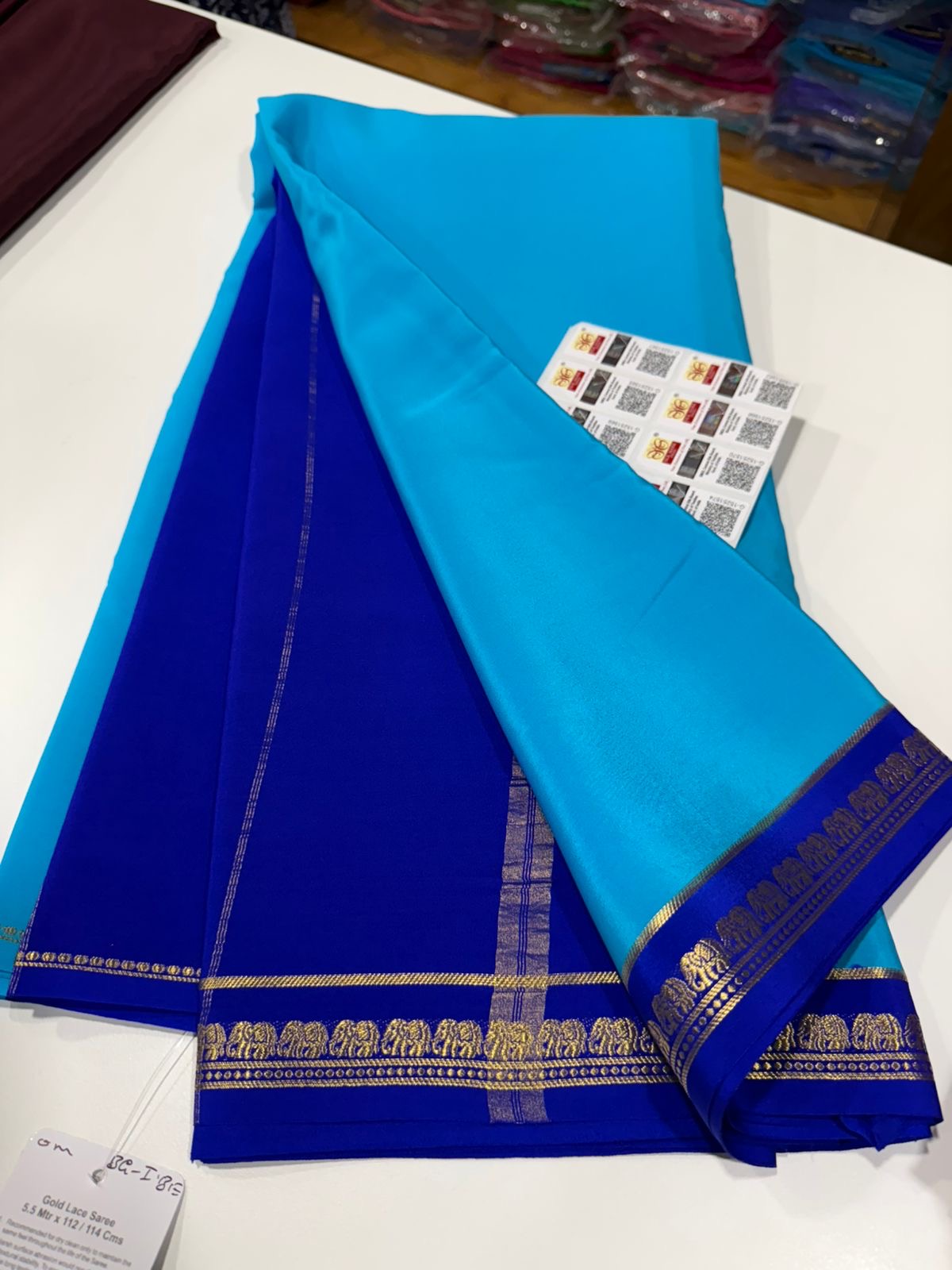 Pure Zari elephant contrast border