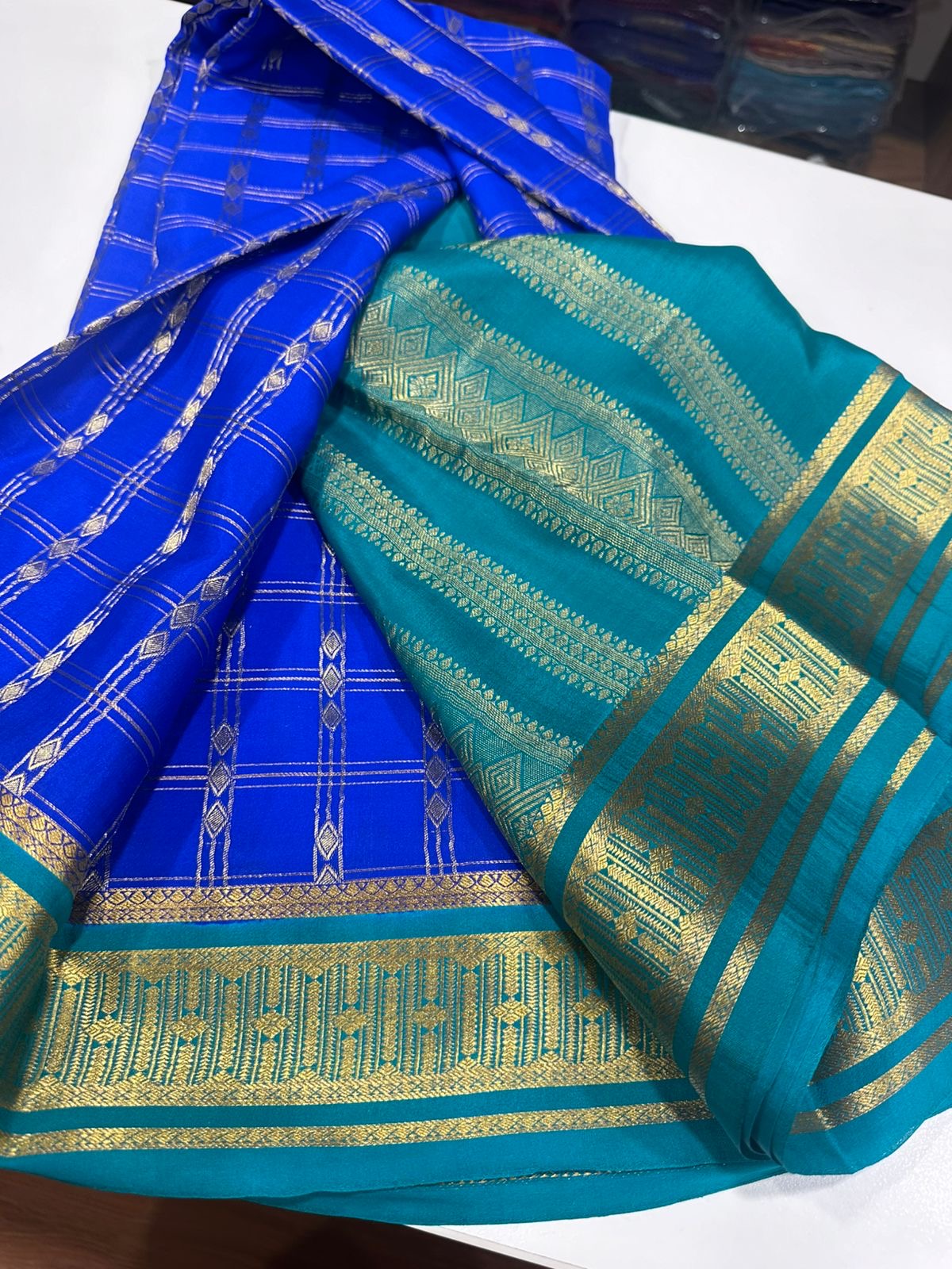 All over saree zari consumption with beautiful 3D color combination