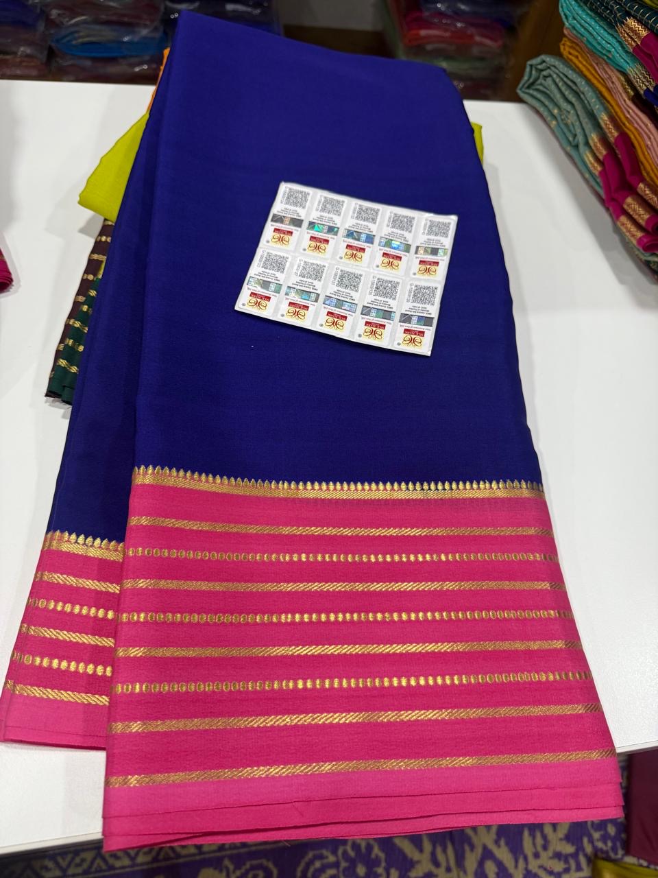 Mysore silk sarees contrast pattern