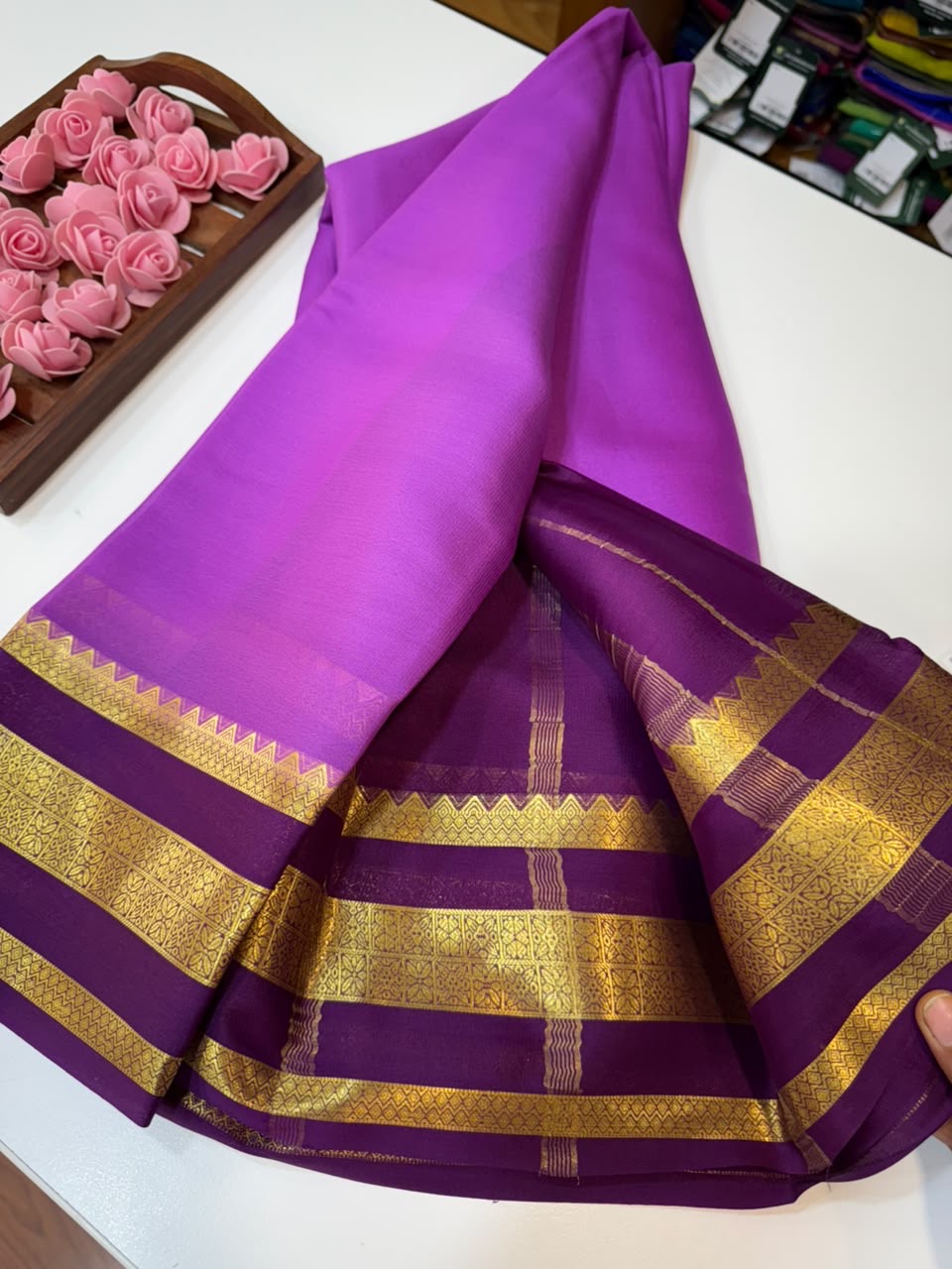 Mysore silk sarees light weight pattern