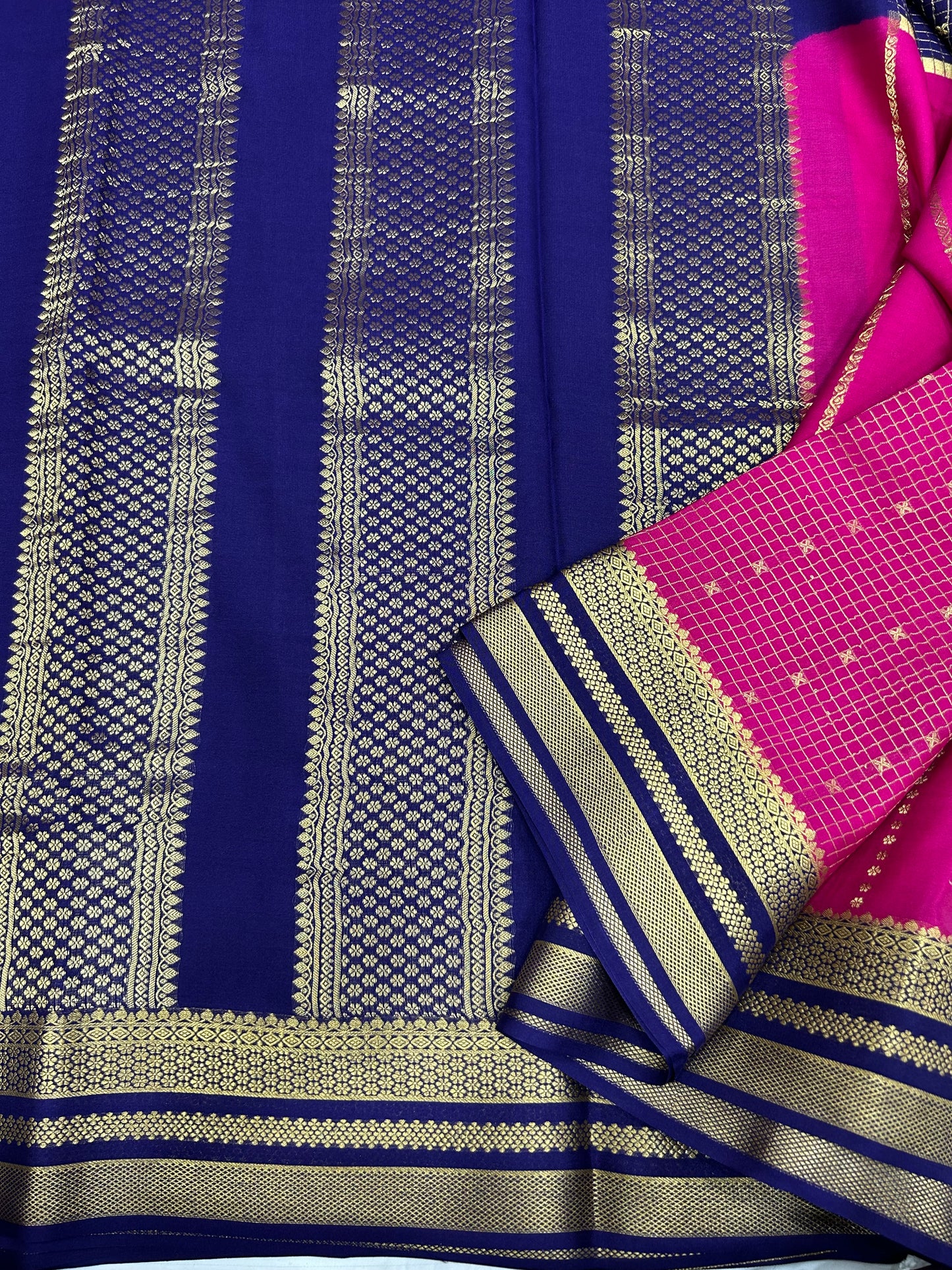 Contrast checks Mysore silk