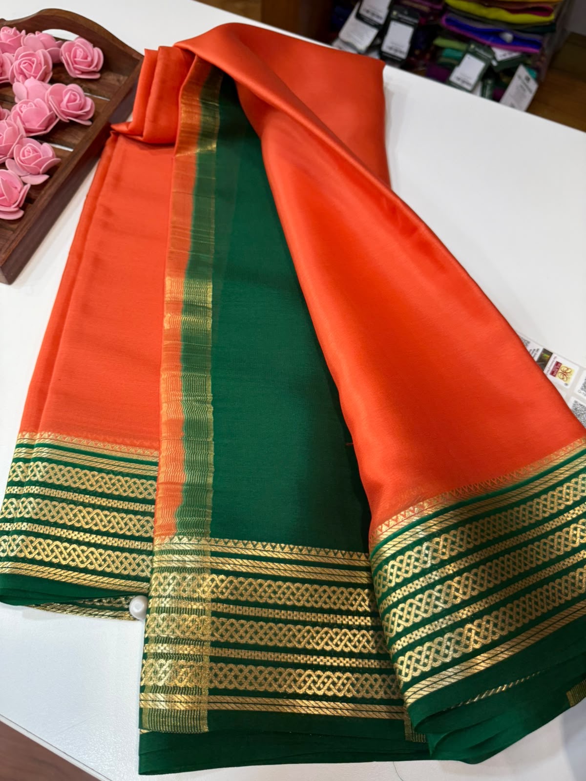 Mysore silk sarees light weight pattern