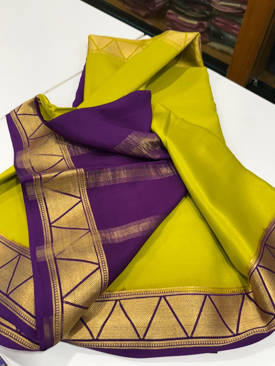 Half n Half pattern Mysore silk Saress