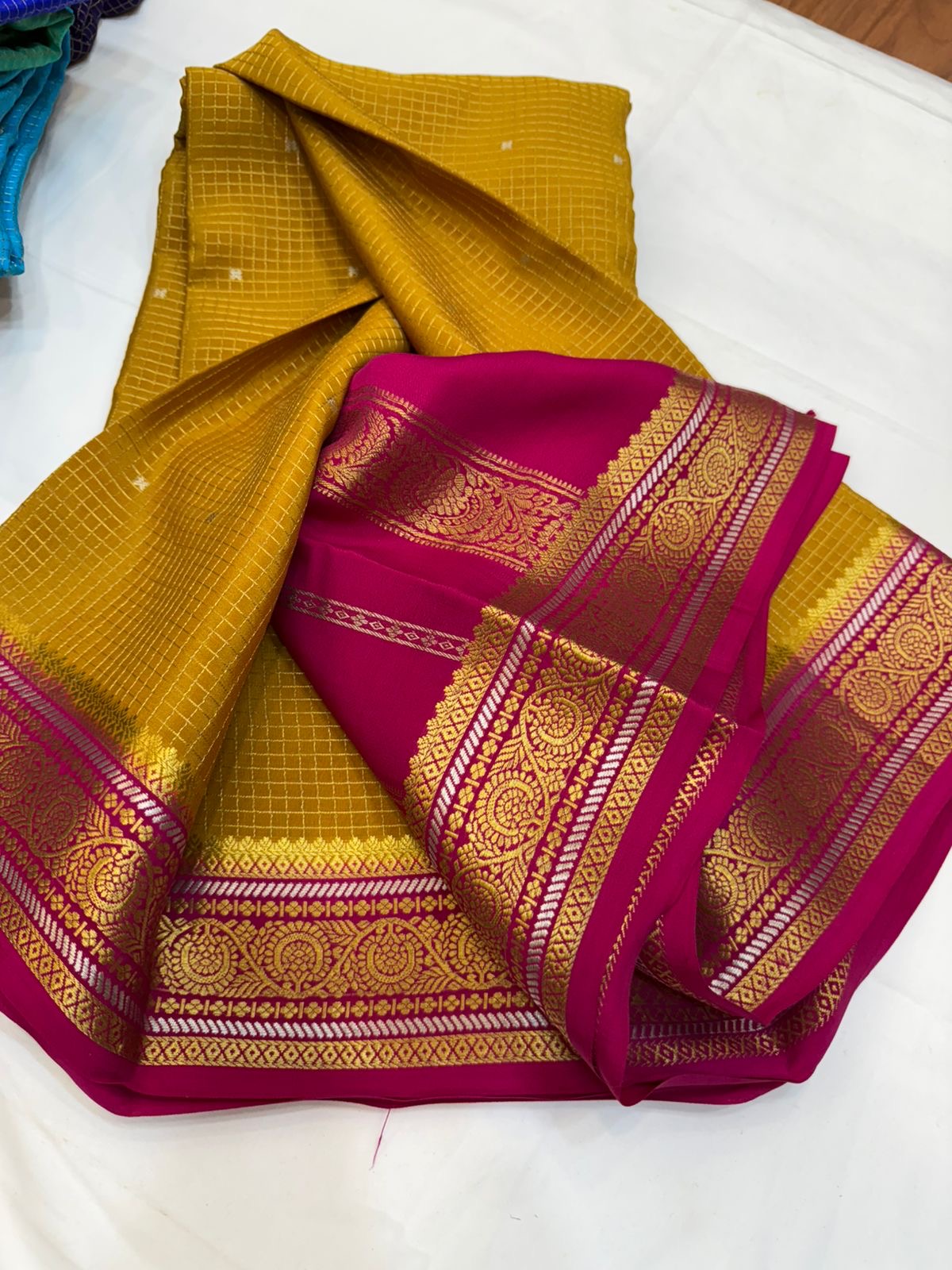 Mysore silk sarees checks pattern