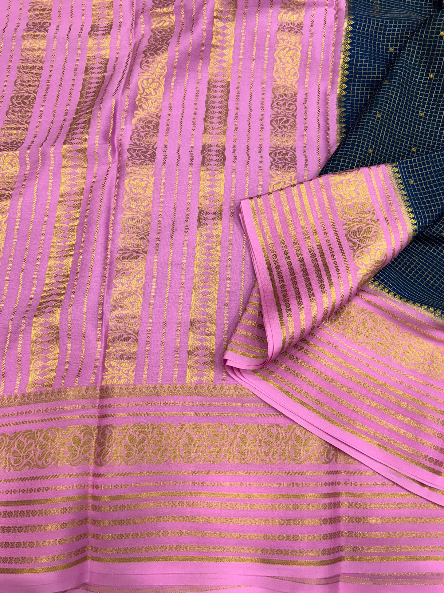 Mysore silk contrast checks