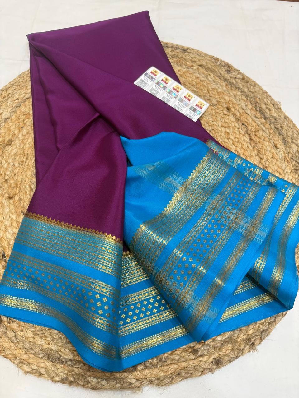 Mysore silk sarees contrast pattern