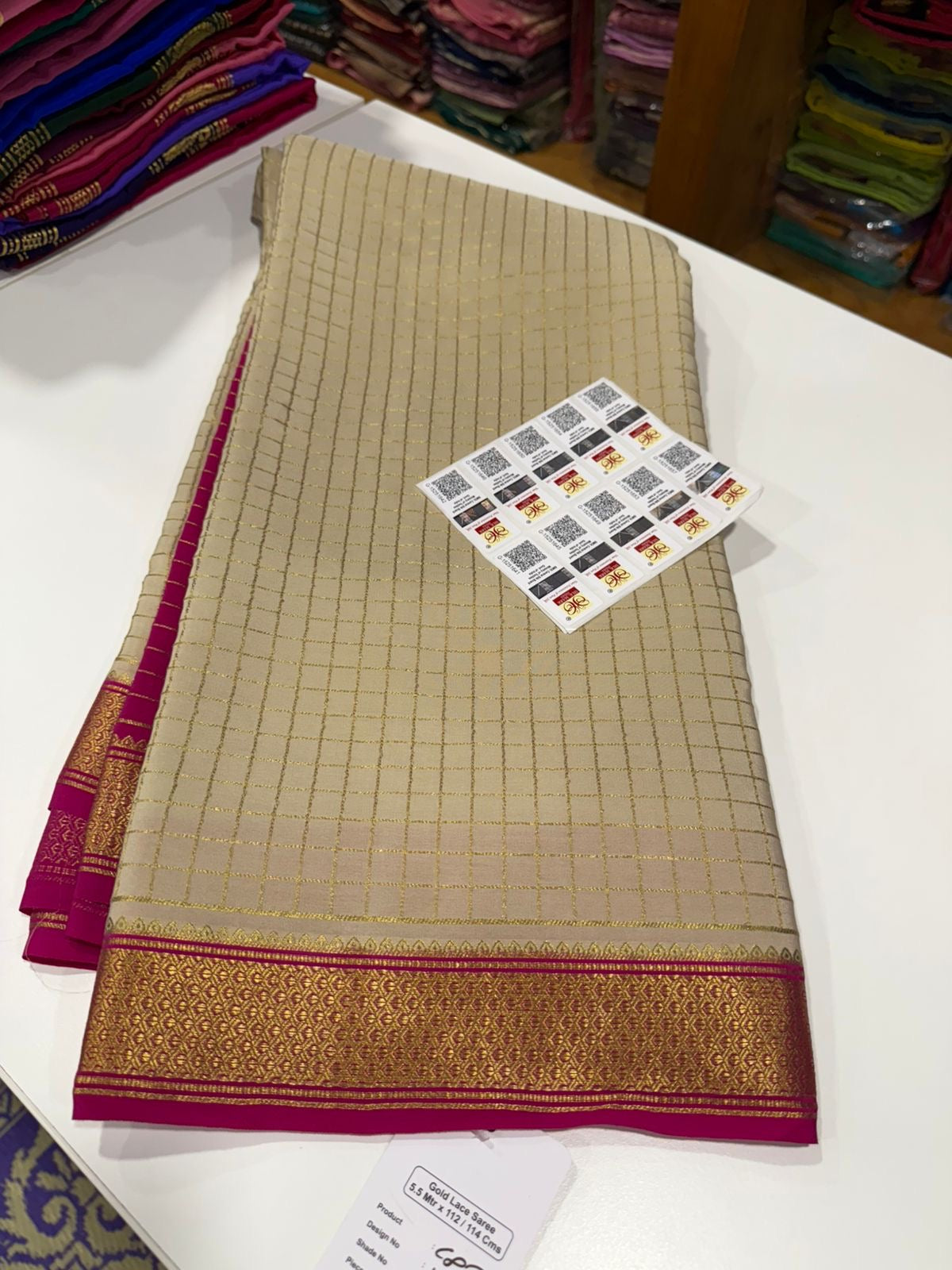 Mysore silk saree golden lace pattern