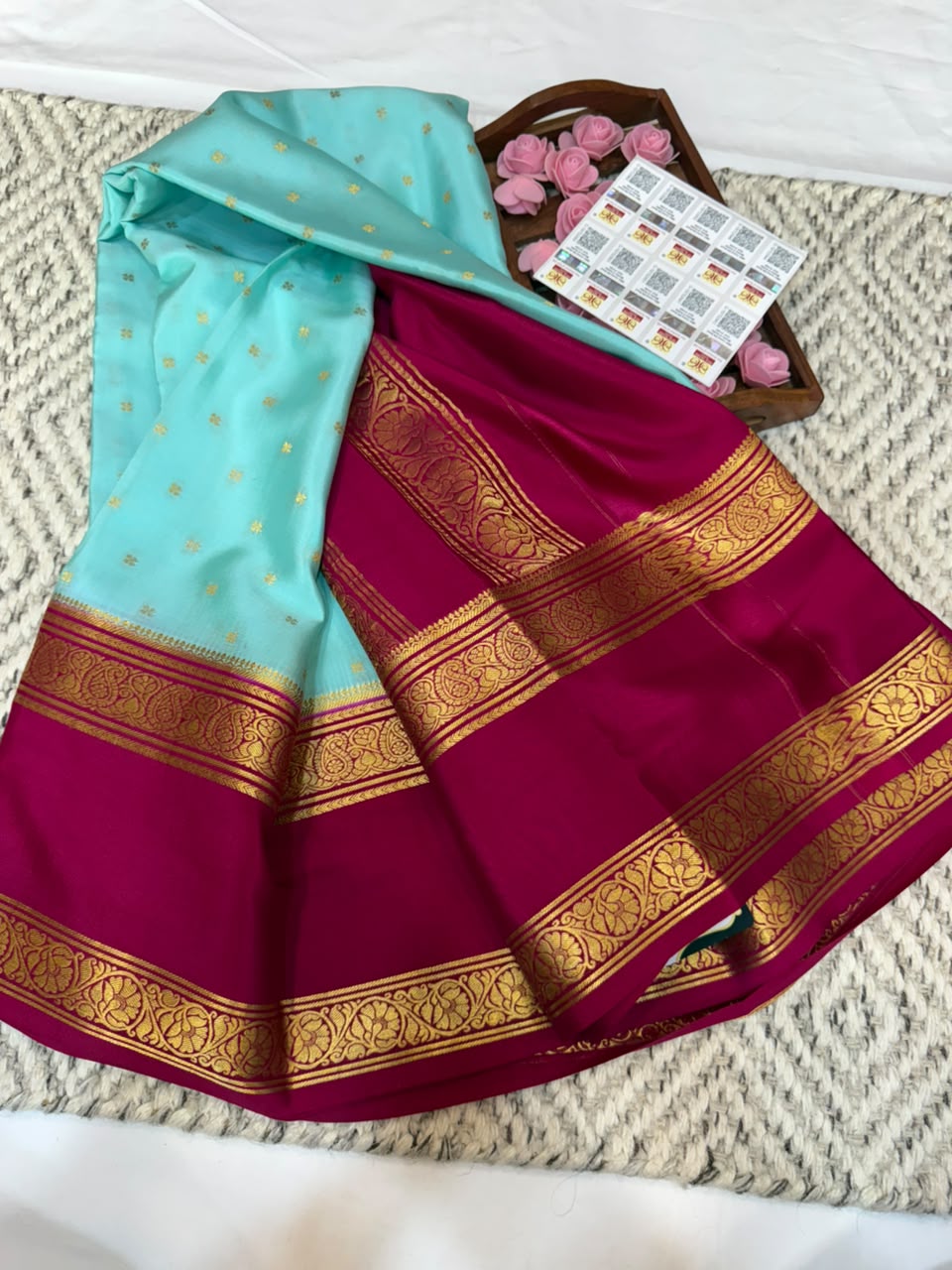 Mysore silk sarees contrast pattern