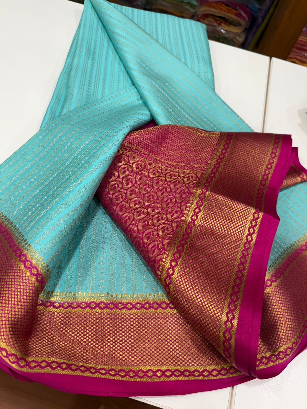 ๐All over saree zari consumption with beautiful color combination ๐