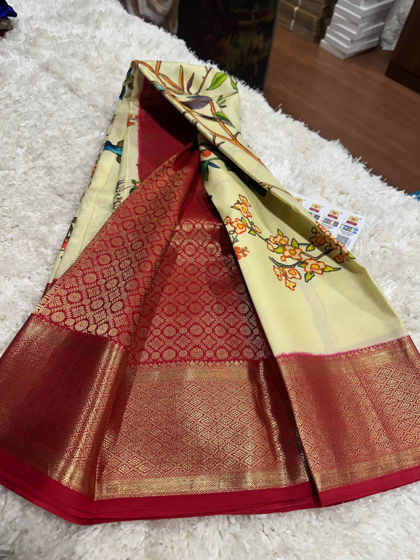 Pure digital print Kanjivaram silk sarees