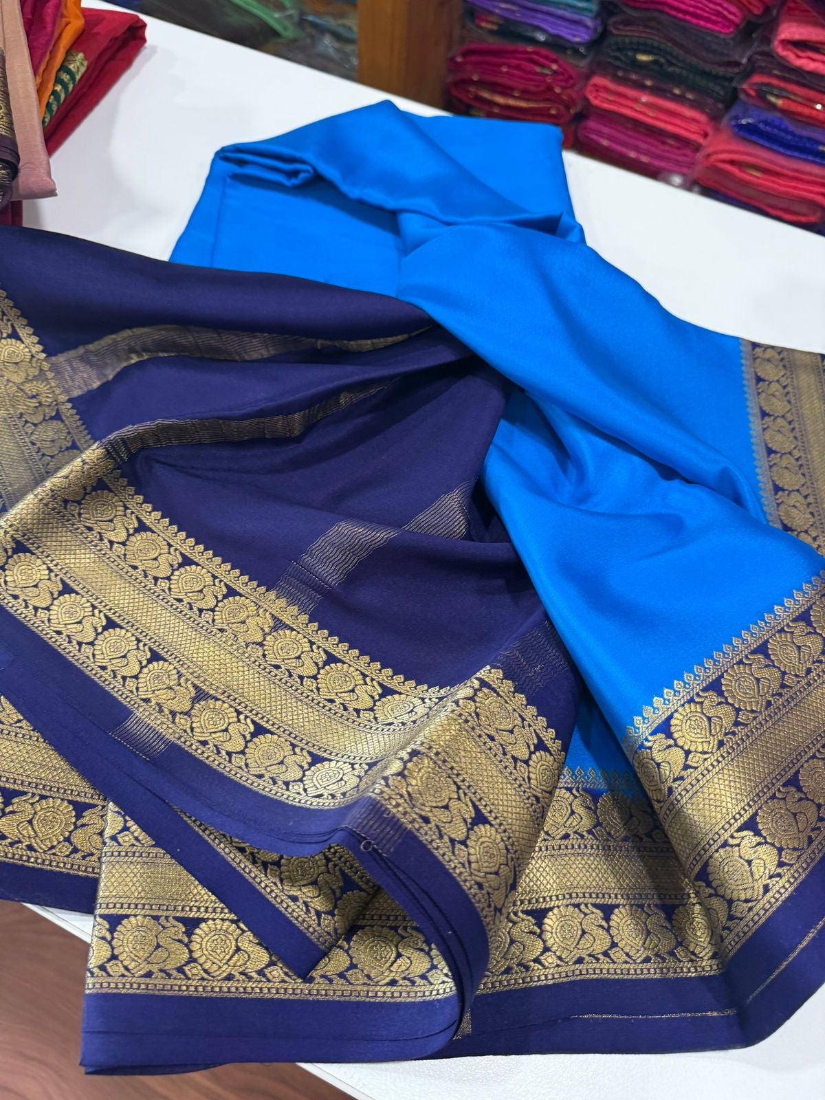 Traditional pattern mysore silk sarees with elegant color combinations