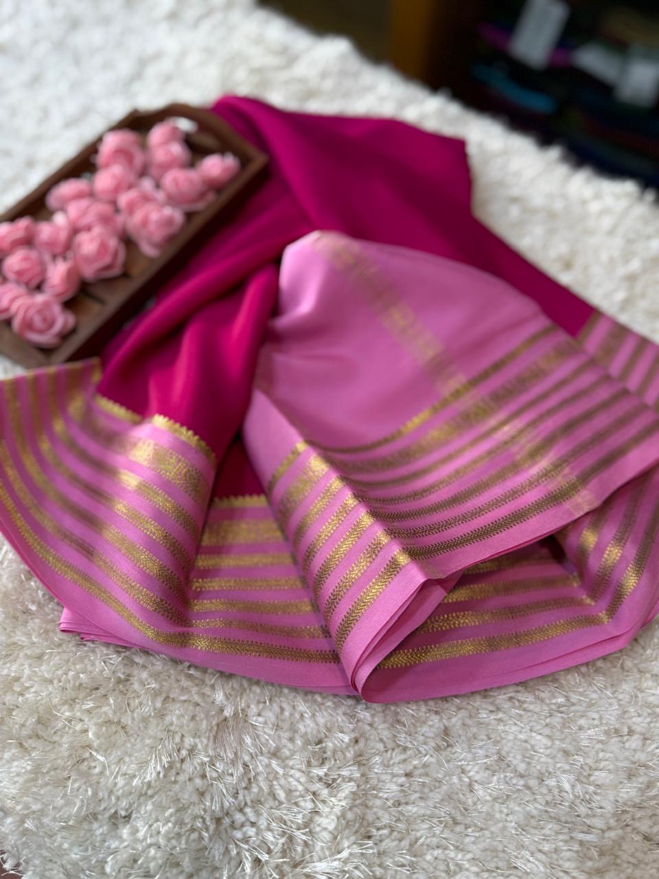 Mysore silk sarees contrast pattern