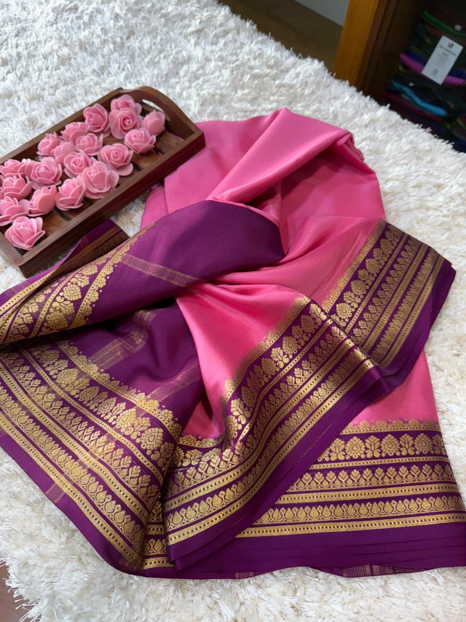 Mysore silk sarees contrast pattern