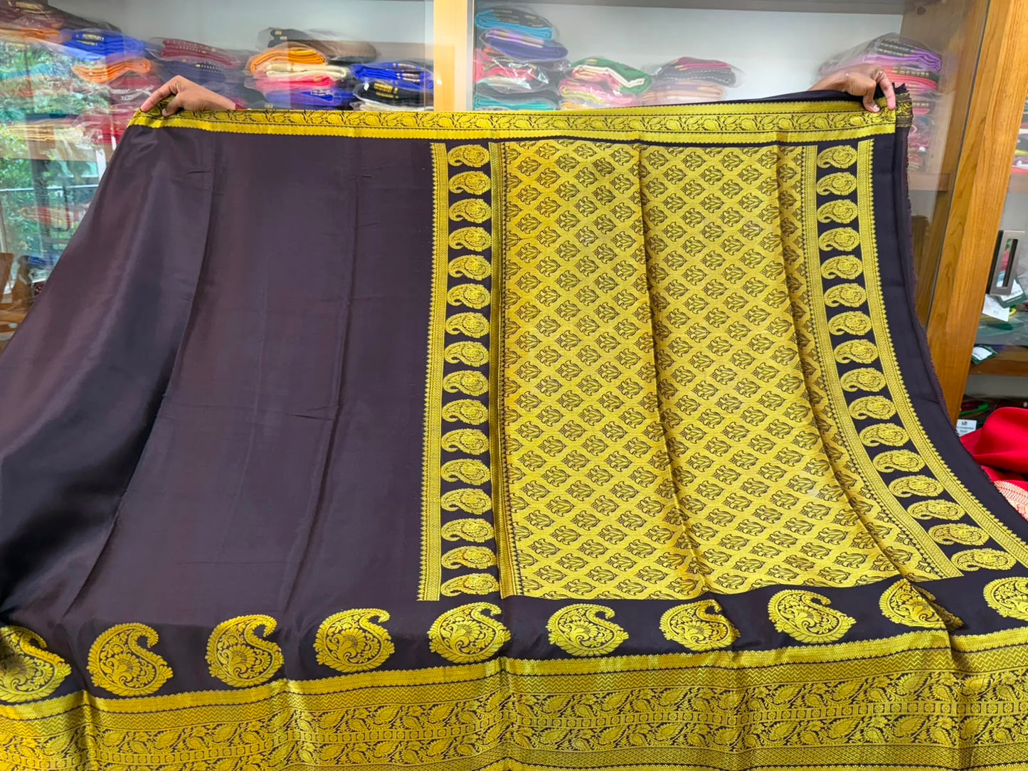 Mango motif peacock border with rich Pallu