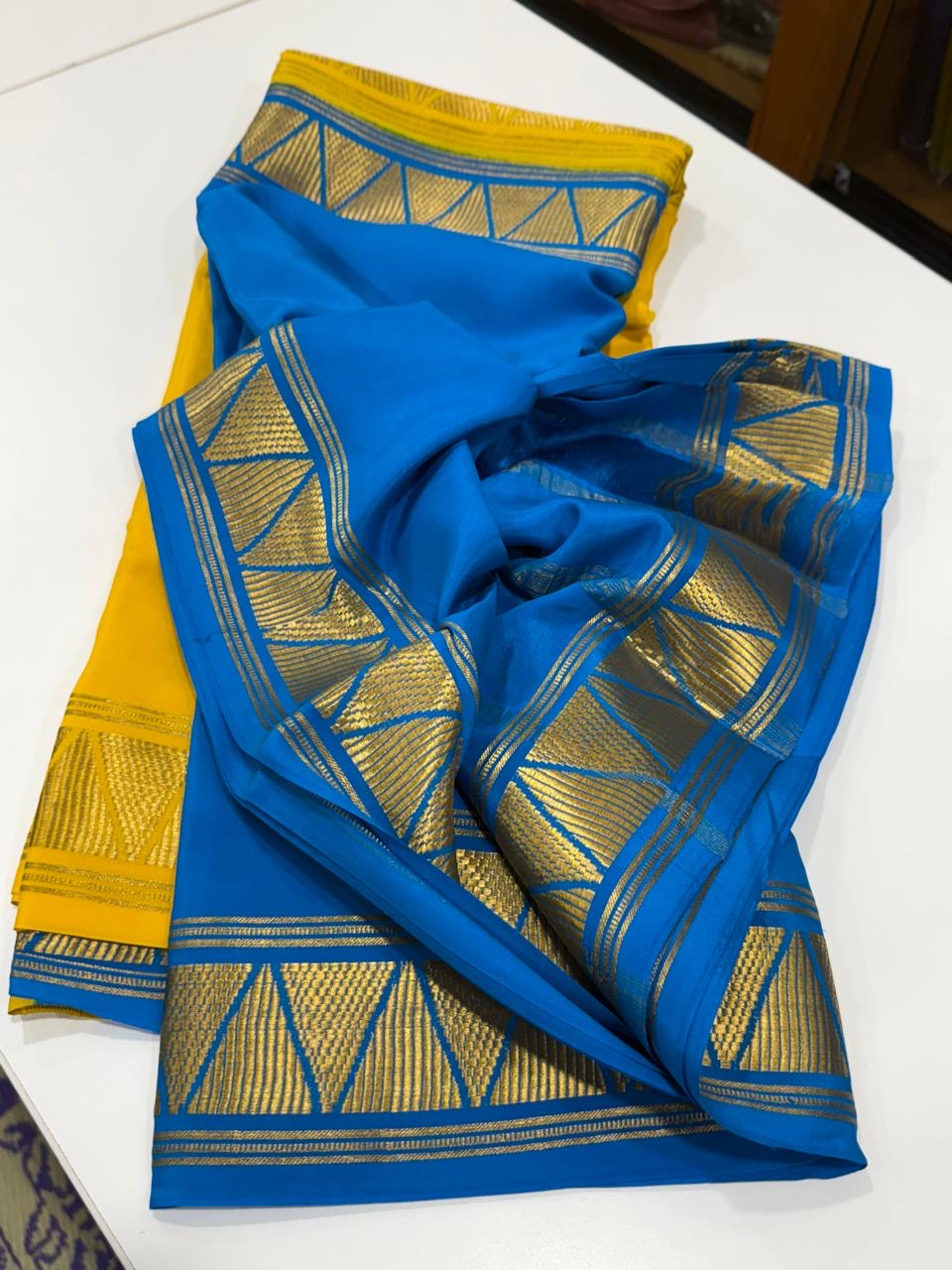 Half n Half pattern Mysore silk Saress