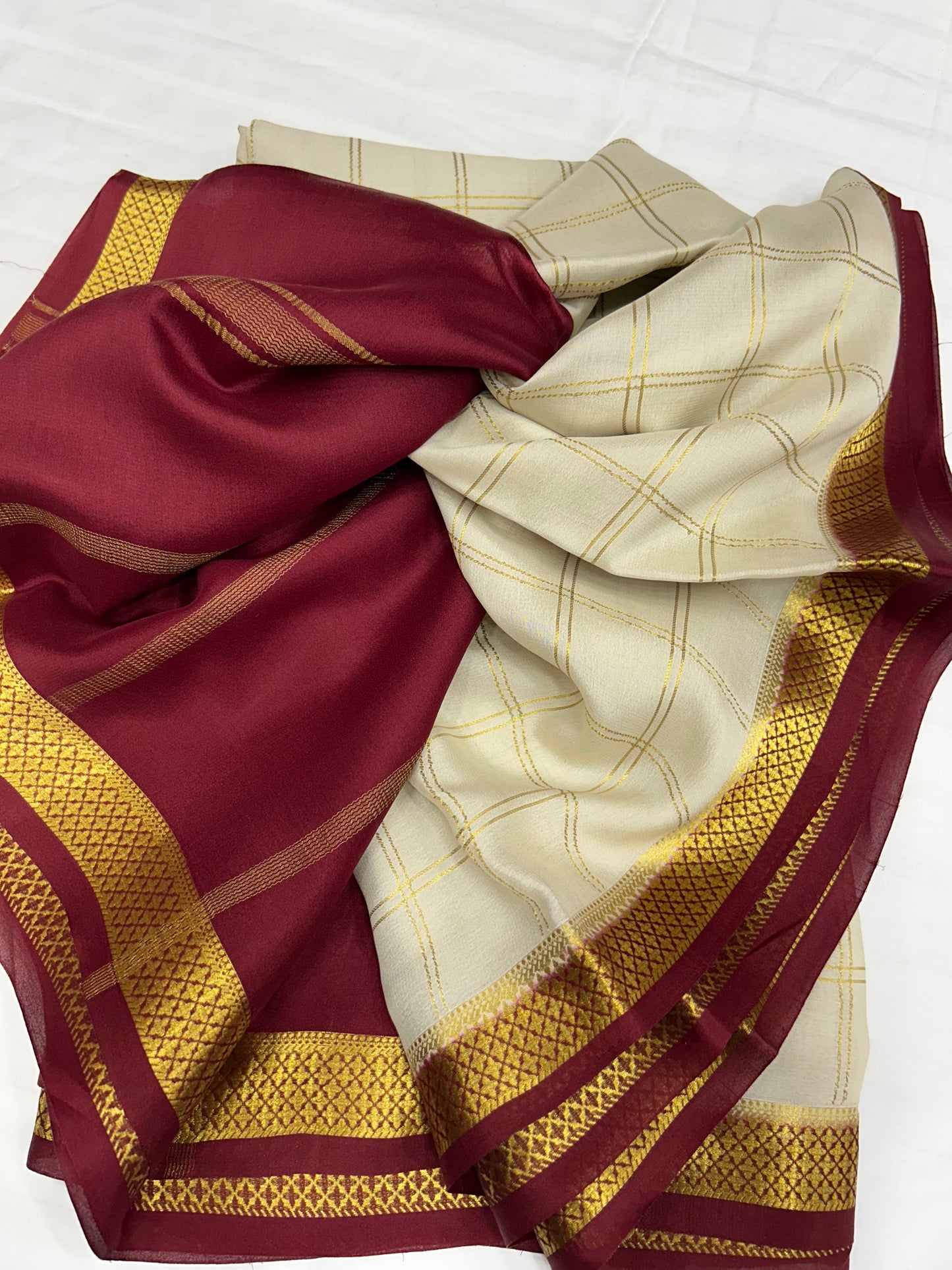 Contrast checks Mysore silk