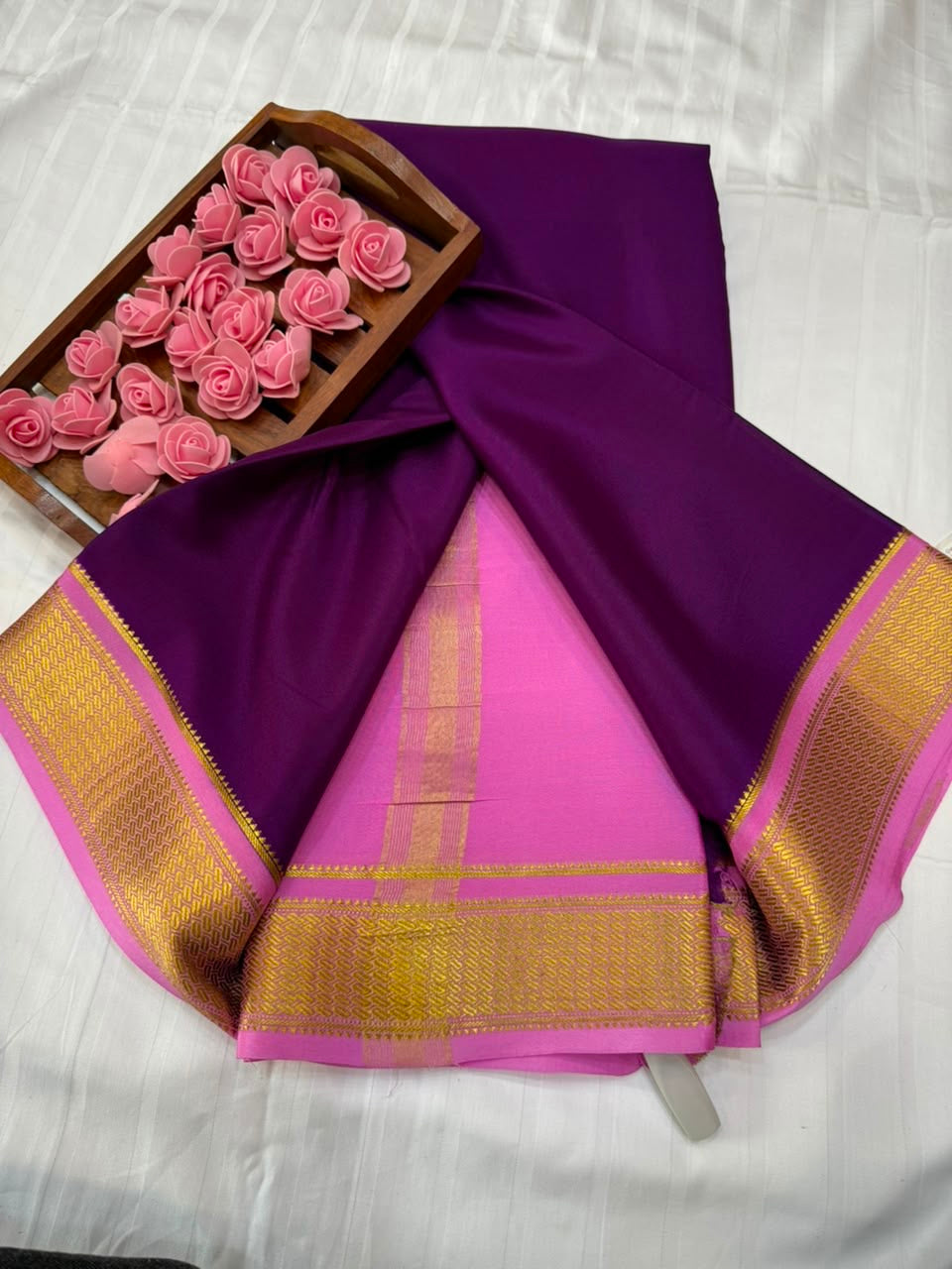 Mysore silk sarees contrast pattern
