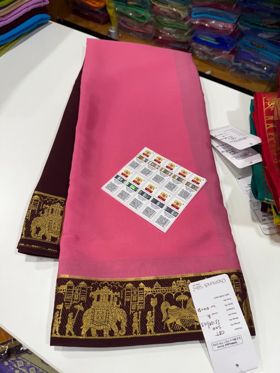 Mysore silk sarees golden lace pattern