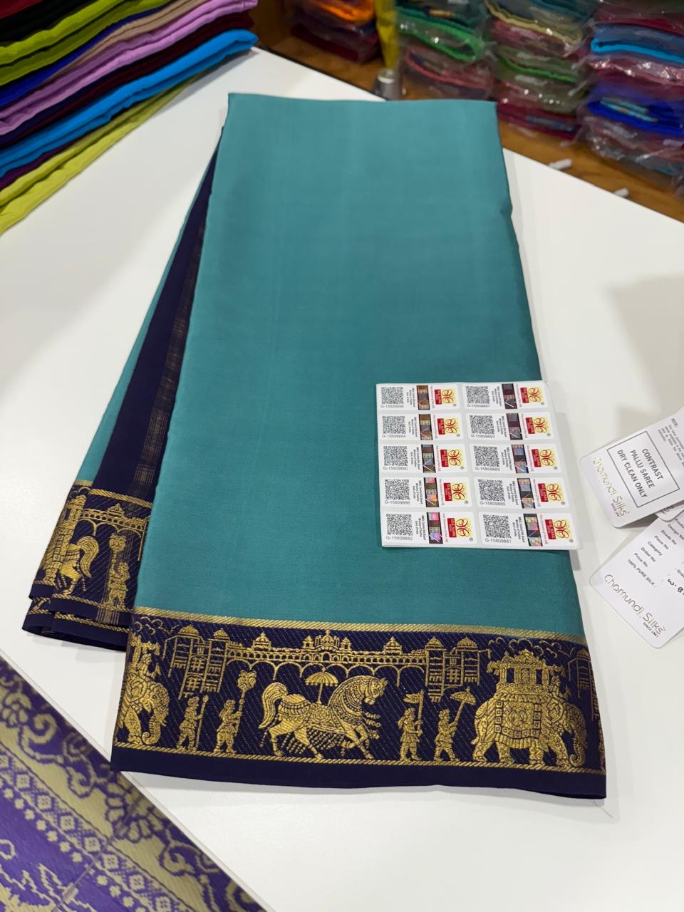 Mysore silk sarees golden lace pattern