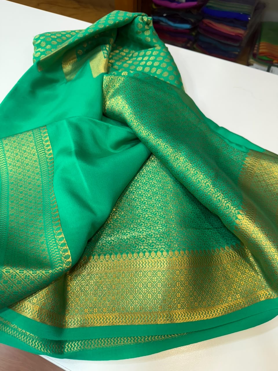 Mysore silk sarees self butta pattern