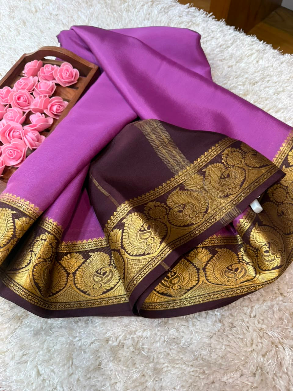 Mysore silk sarees contrast pattern