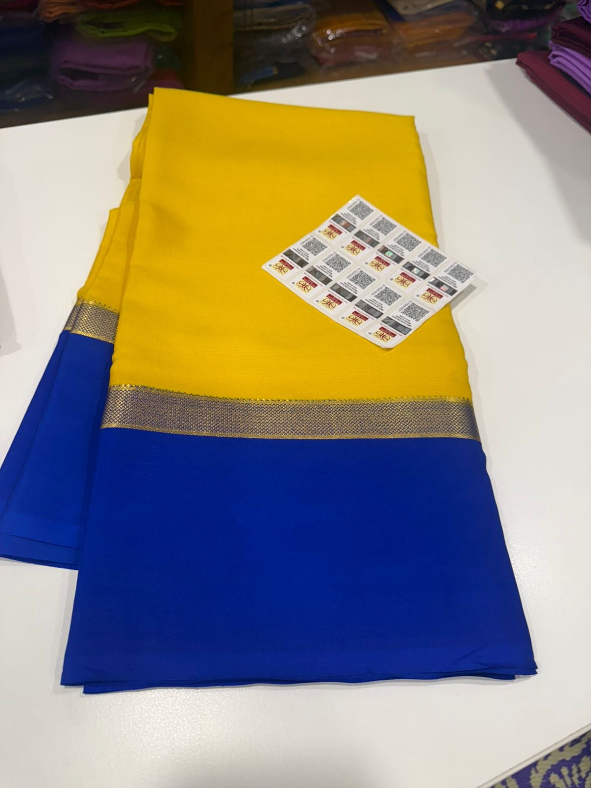 Traditional pattern mysore silk sarees with beautiful Colors